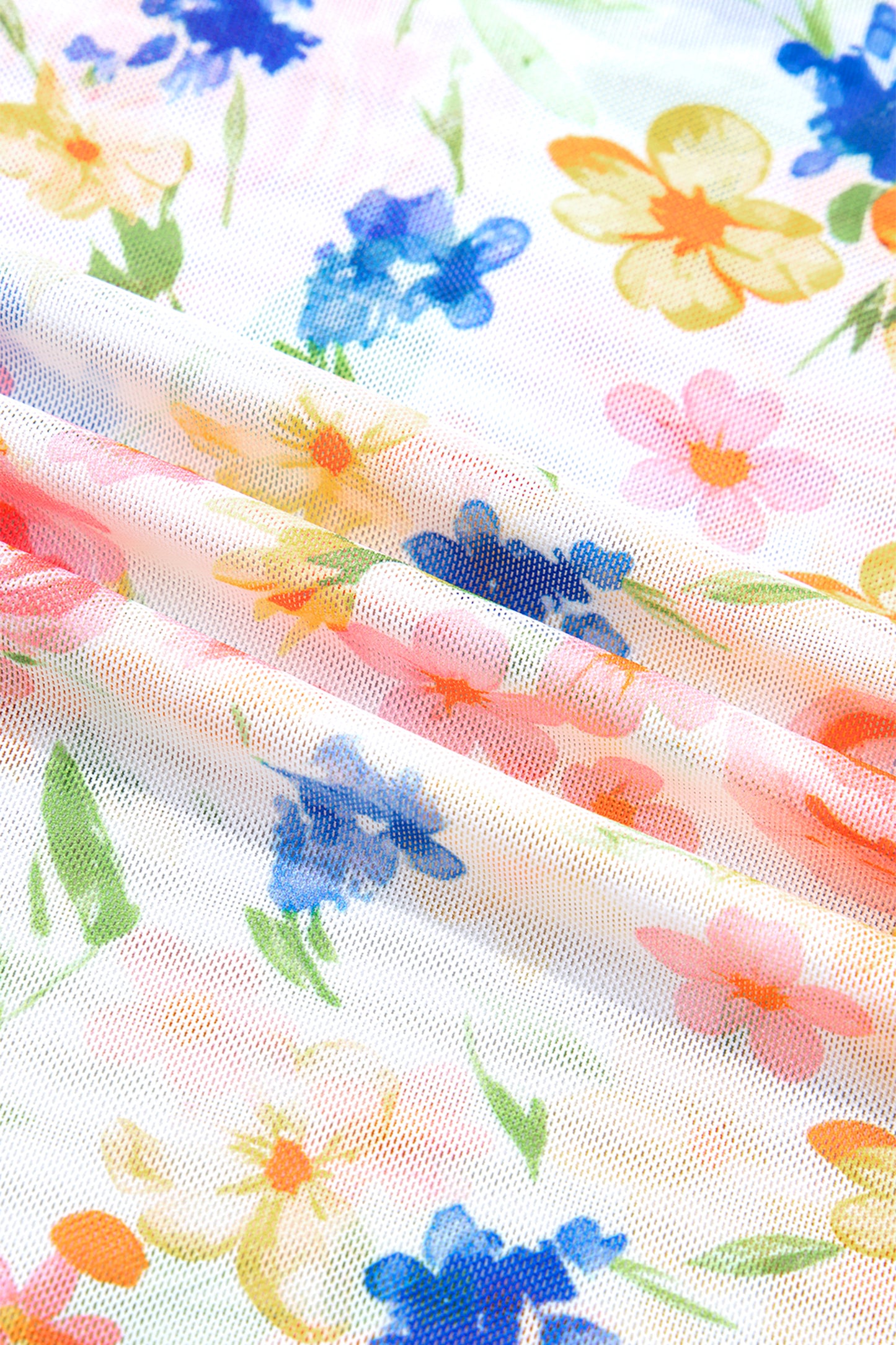 White Lettuce Trim Floral Print Sheer Mesh Long Sleeve Top-Tops/Long Sleeve Tops-[Adult]-[Female]-2022 Online Blue Zone Planet