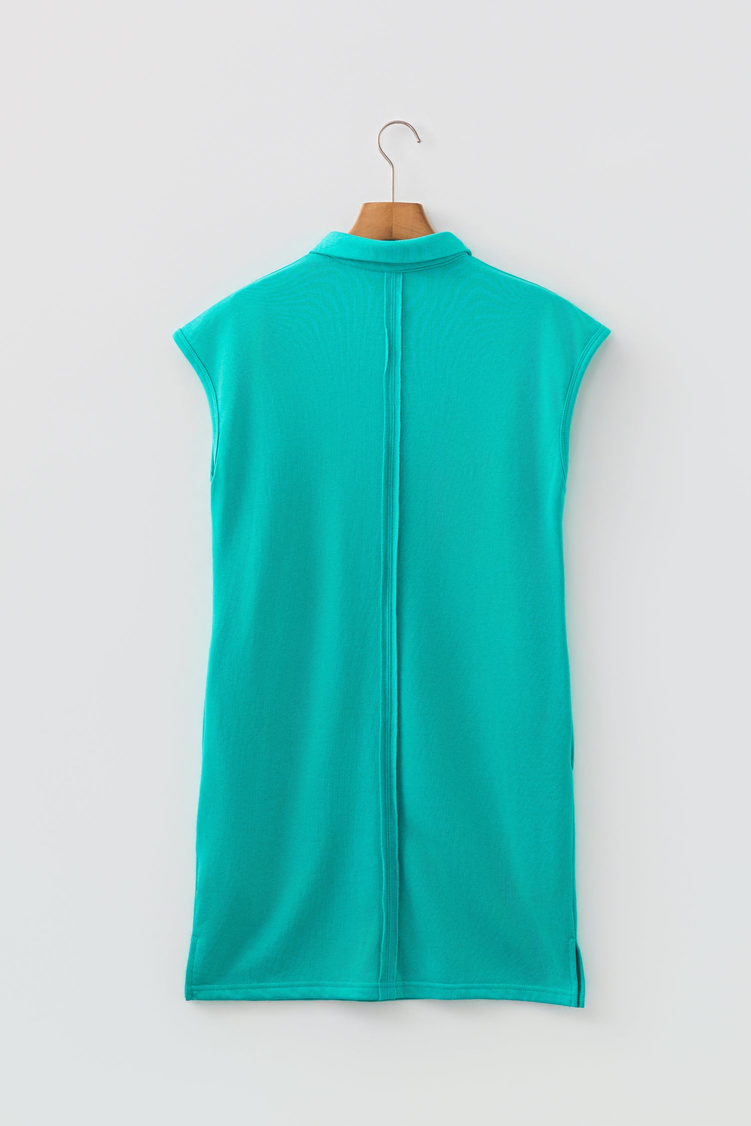 Sea Green Relaxed Fit Polo T Shirt Dress-TOPS / DRESSES-[Adult]-[Female]-2022 Online Blue Zone Planet
