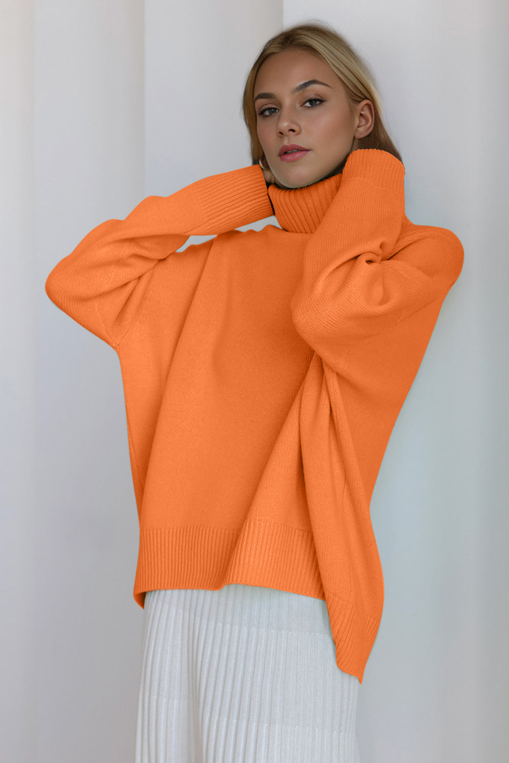 Basic Bae Turtleneck Dropped Shoulder Long Sleeve Sweater-TOPS / DRESSES-[Adult]-[Female]-2022 Online Blue Zone Planet