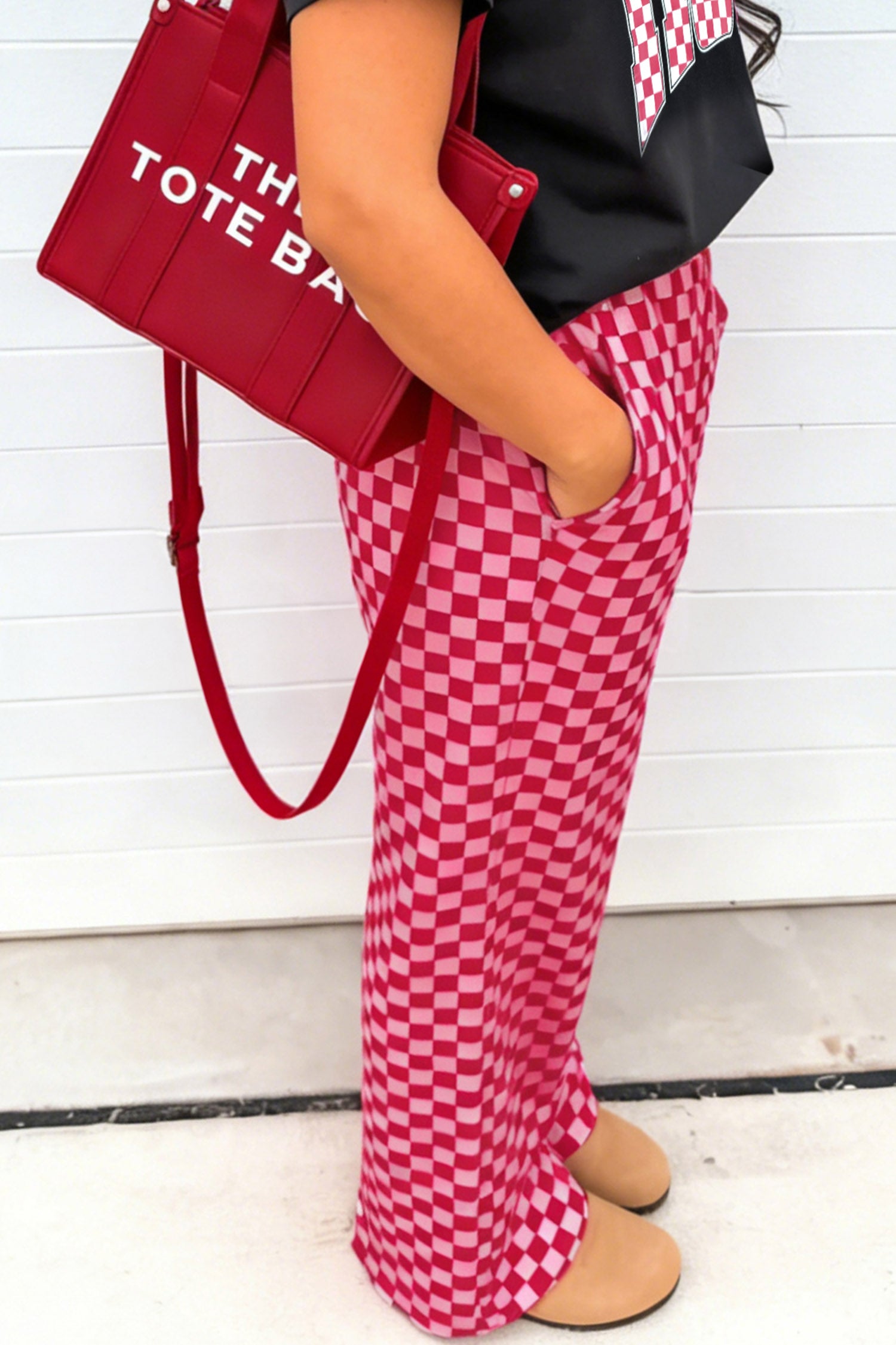 Rose Elastic Waist Plaid Full-length Shift Pants-Bottoms/Pants & Culotte-[Adult]-[Female]-2022 Online Blue Zone Planet