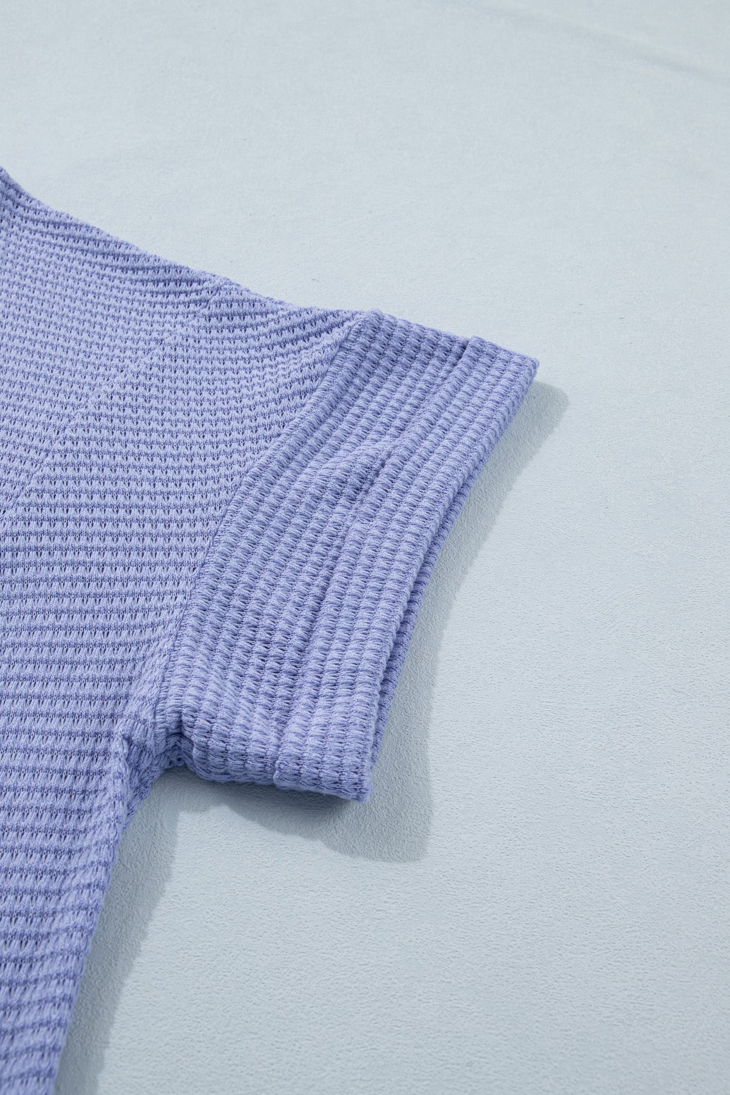Wisteria V Neck Short Sleeve Plus Size Waffle Knit Top-Plus Size/Plus Size Tops/Plus Size Tops & Tees-[Adult]-[Female]-2022 Online Blue Zone Planet