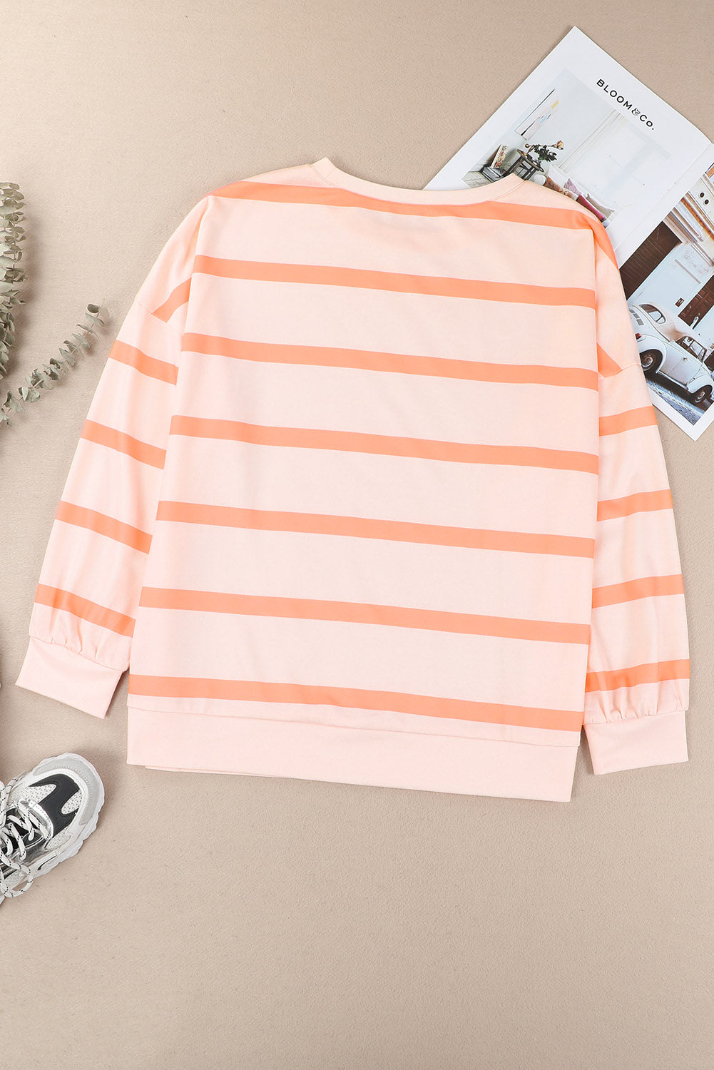 Blue Zone Planet | Striped Round Neck Long Sleeve Sweatshirt-TOPS / DRESSES-[Adult]-[Female]-2022 Online Blue Zone Planet