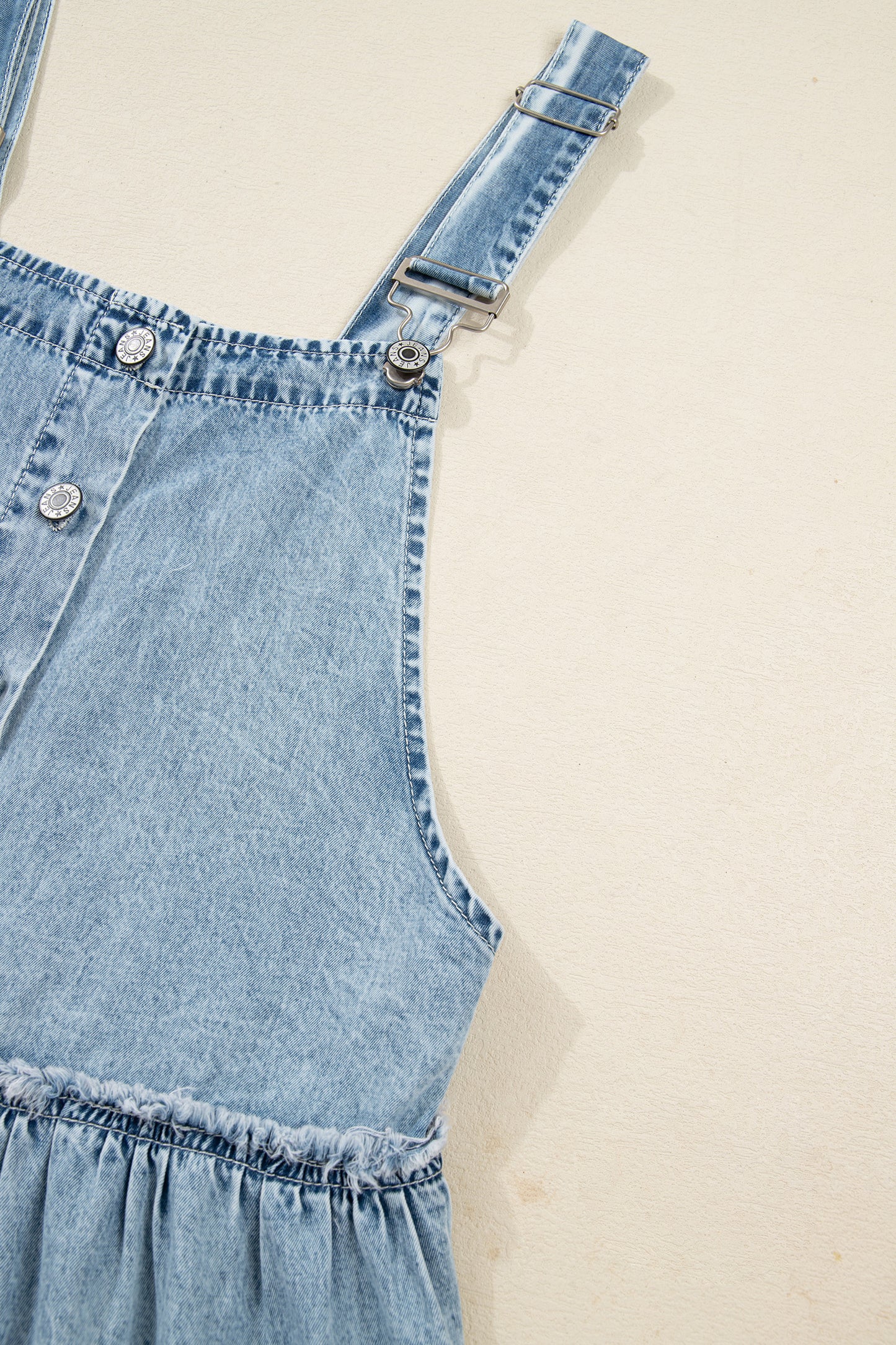 Dusk Blue Light Wash Tiered Flowy Overall Denim Dress-TOPS / DRESSES-[Adult]-[Female]-2022 Online Blue Zone Planet