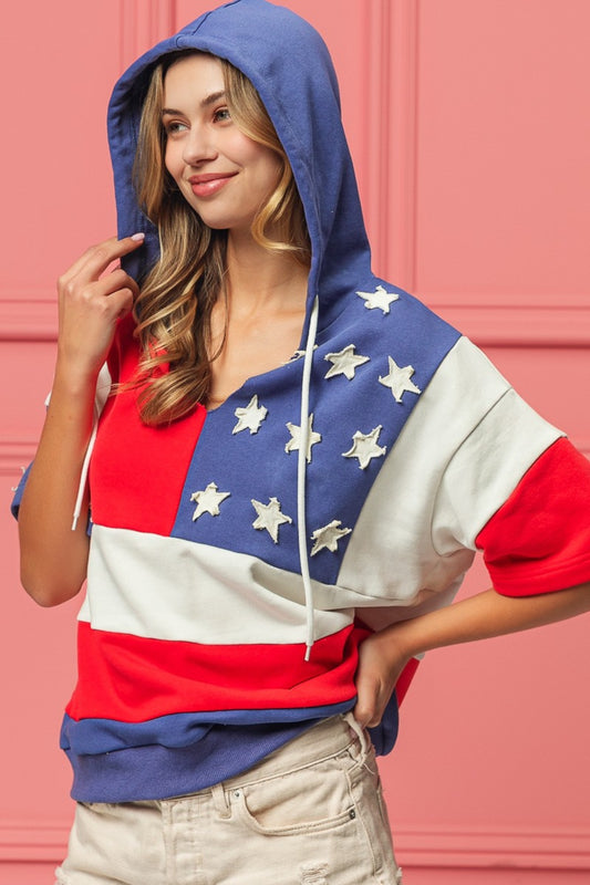 BiBi American Flag Theme Hoodie-TOPS / DRESSES-[Adult]-[Female]-Navy/Red-S-2022 Online Blue Zone Planet