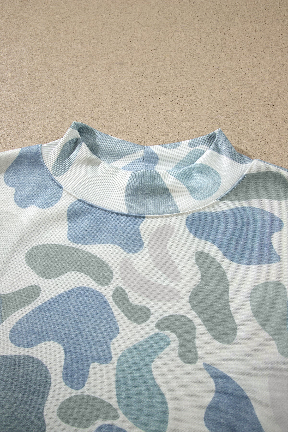 Sky Blue Camouflage Western Style Pullover Sweatshirt-Tops/Sweatshirts & Hoodies-[Adult]-[Female]-2022 Online Blue Zone Planet