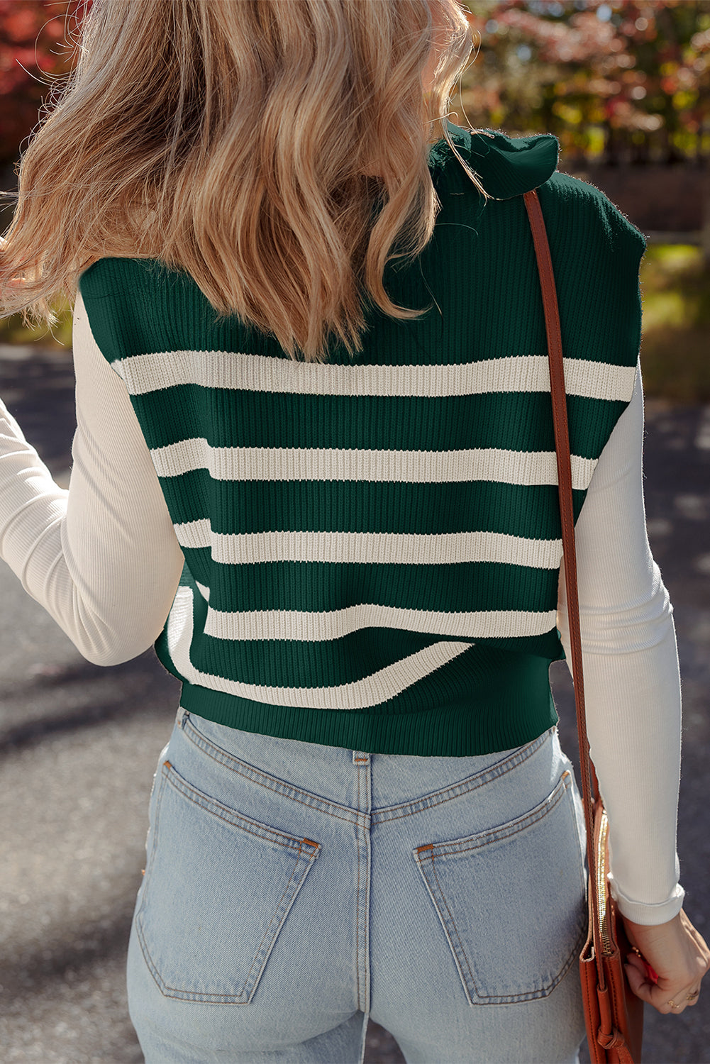 Blackish Green Ribbed Half Zip Collared Sweater Vest-Sweaters & Cardigans/Sweater Vests-[Adult]-[Female]-2022 Online Blue Zone Planet