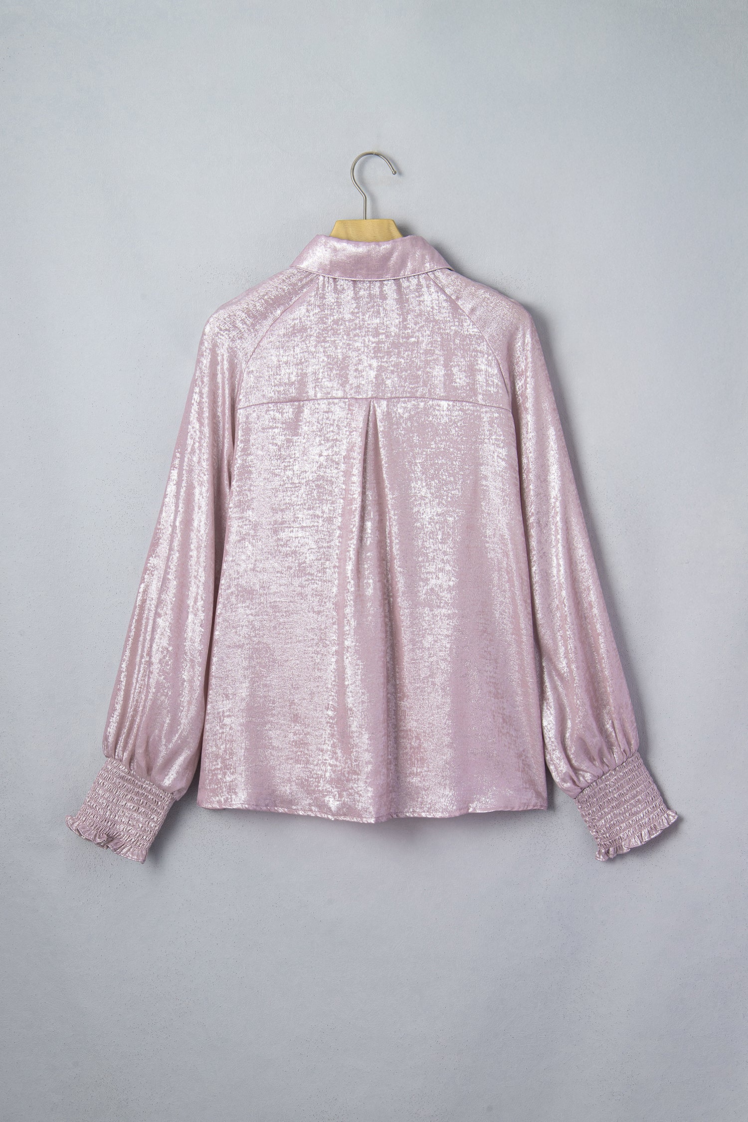 Delicacy Long Sleeve Button Front Ruffle Cuffs Back Paneling Shirt-Tops/Blouses & Shirts-[Adult]-[Female]-2022 Online Blue Zone Planet