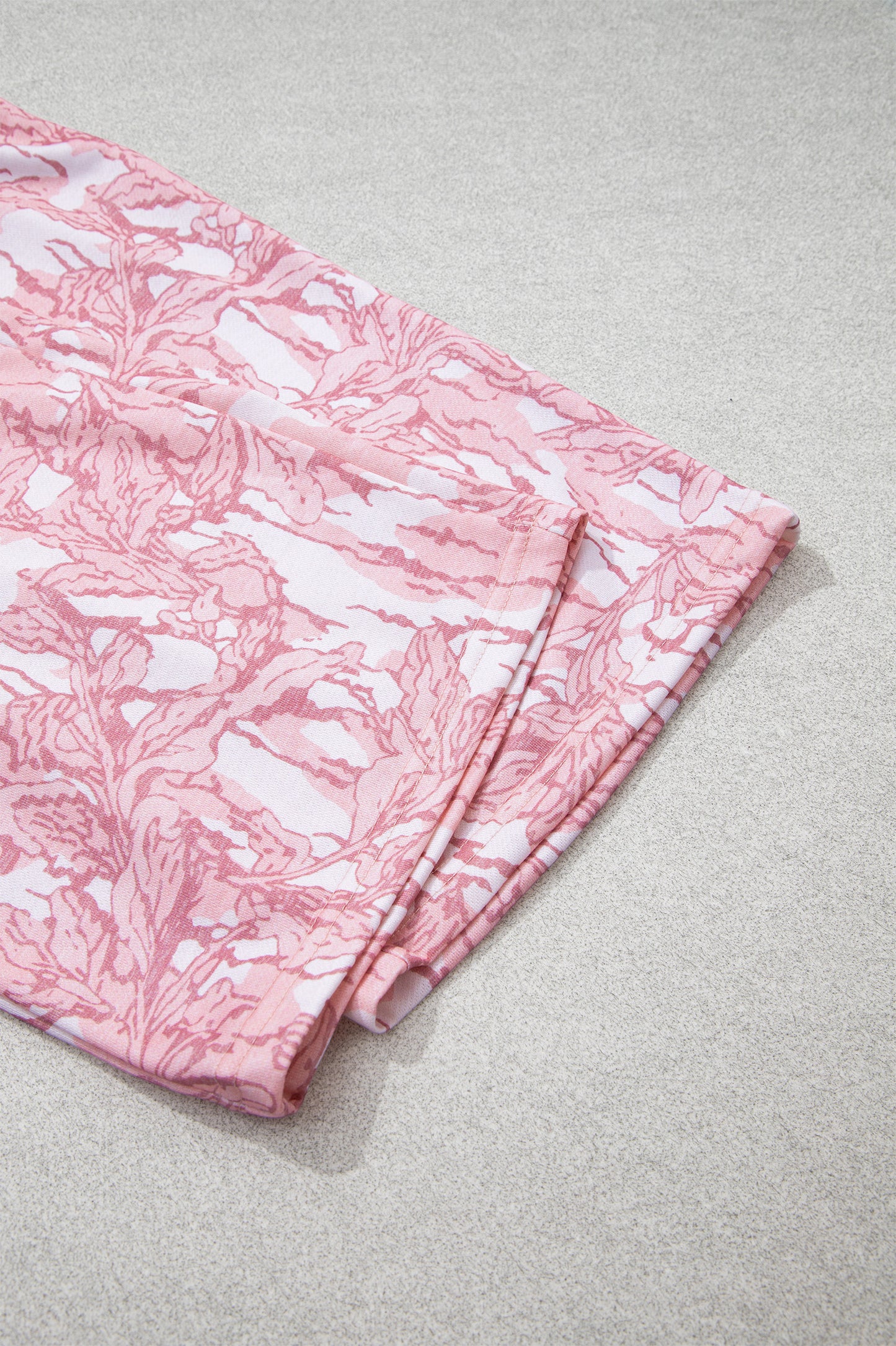 Pink Abstract Floral Print Loose Pullover Drawstring Pants 2pcs Set-Two Piece Sets/Pant Sets-[Adult]-[Female]-2022 Online Blue Zone Planet