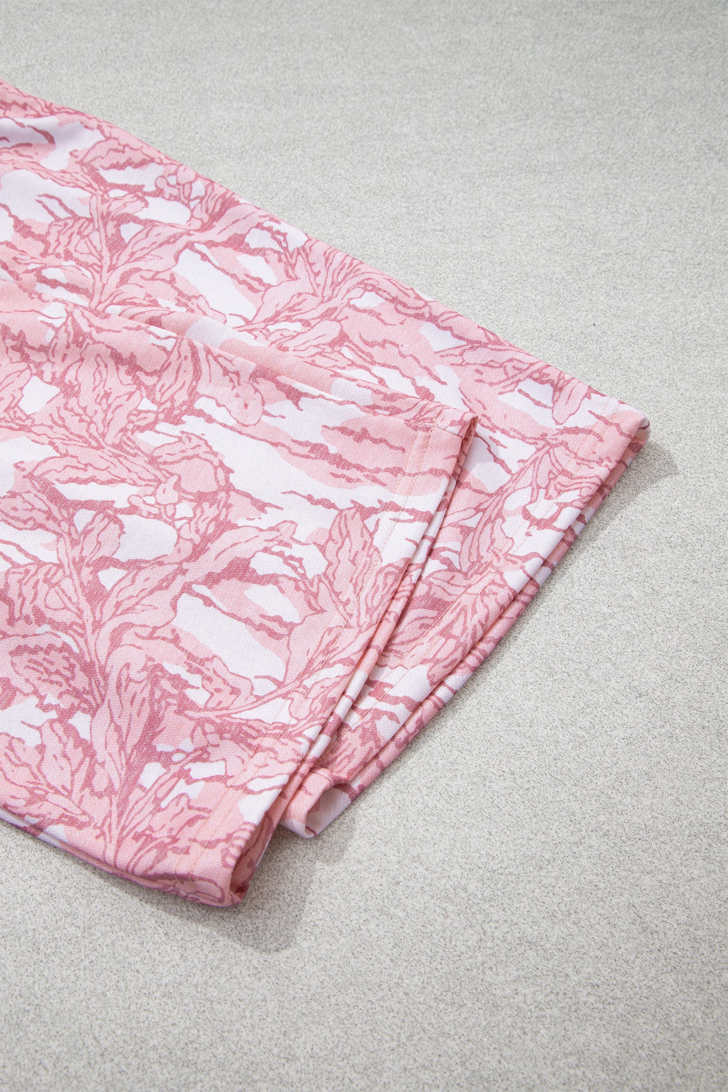 Pink Abstract Floral Print Loose Pullover Drawstring Pants 2pcs Set-Two Piece Sets/Pant Sets-[Adult]-[Female]-2022 Online Blue Zone Planet