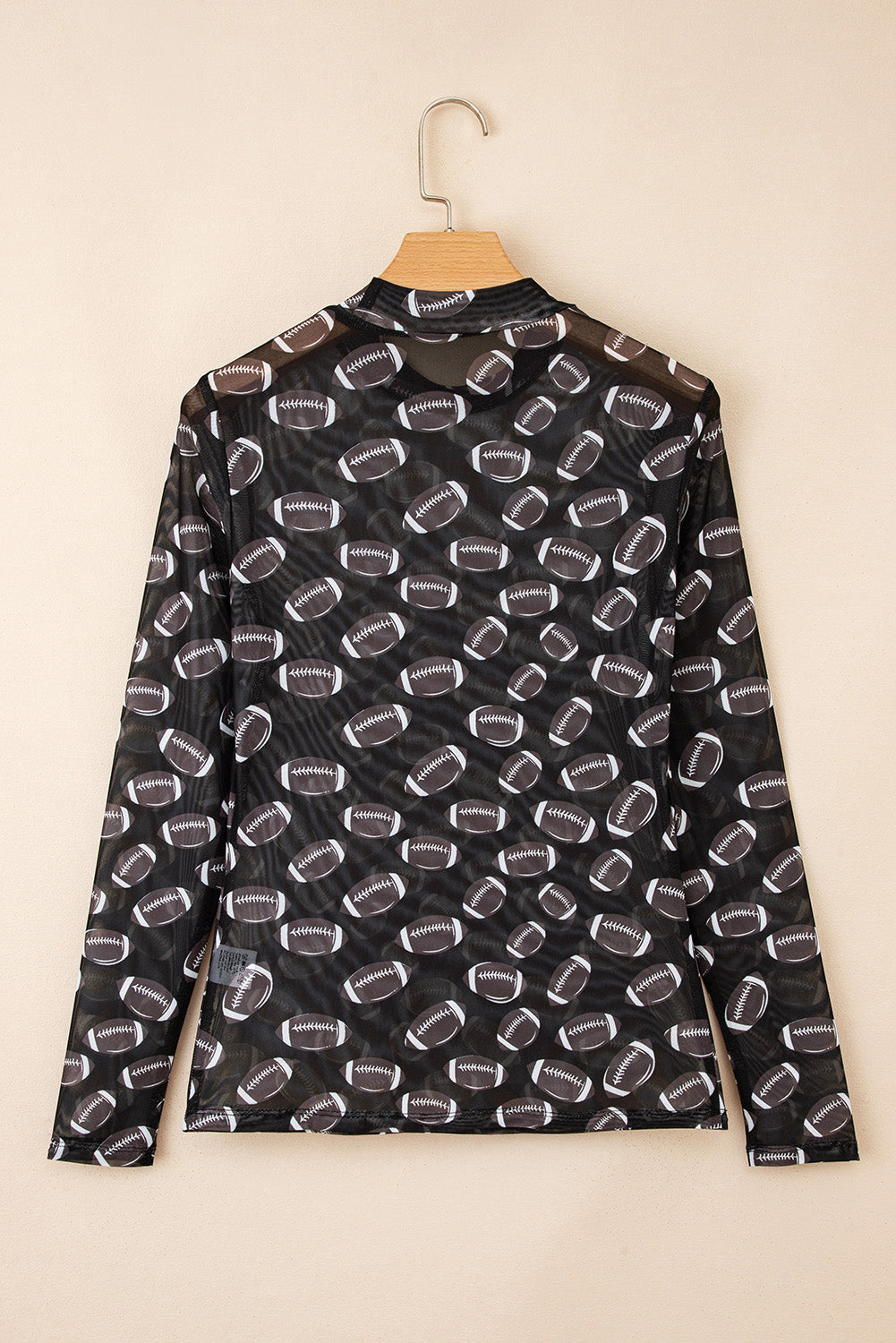 Black Game Day Rugby Mesh Sheer Long Sleeve Top-Tops/Long Sleeve Tops-[Adult]-[Female]-2022 Online Blue Zone Planet
