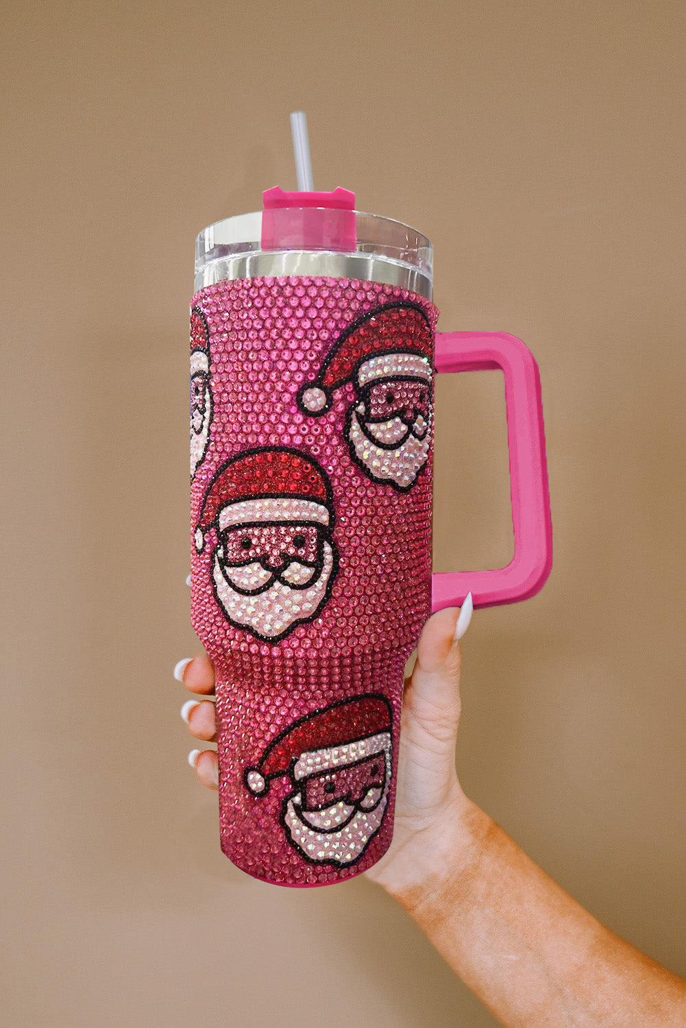 Rose Red Christmas Santa Printed Diamond Water Cup-Cups-[Adult]-[Female]-2022 Online Blue Zone Planet