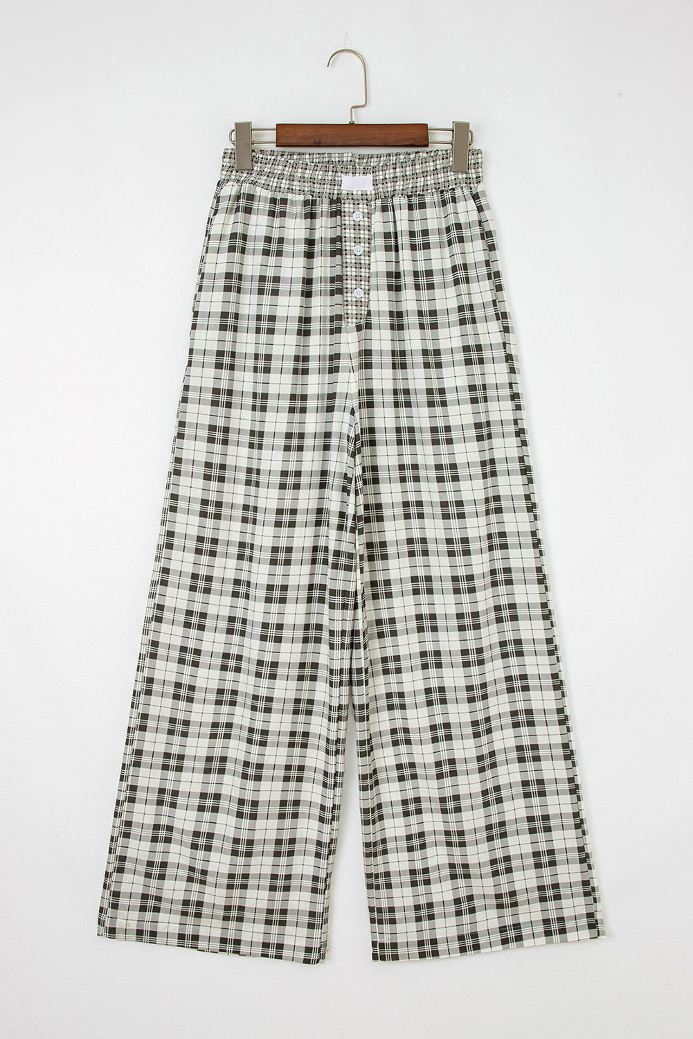 Gray Plaid Wide Leg Casual Pants-TOPS / DRESSES-[Adult]-[Female]-2022 Online Blue Zone Planet