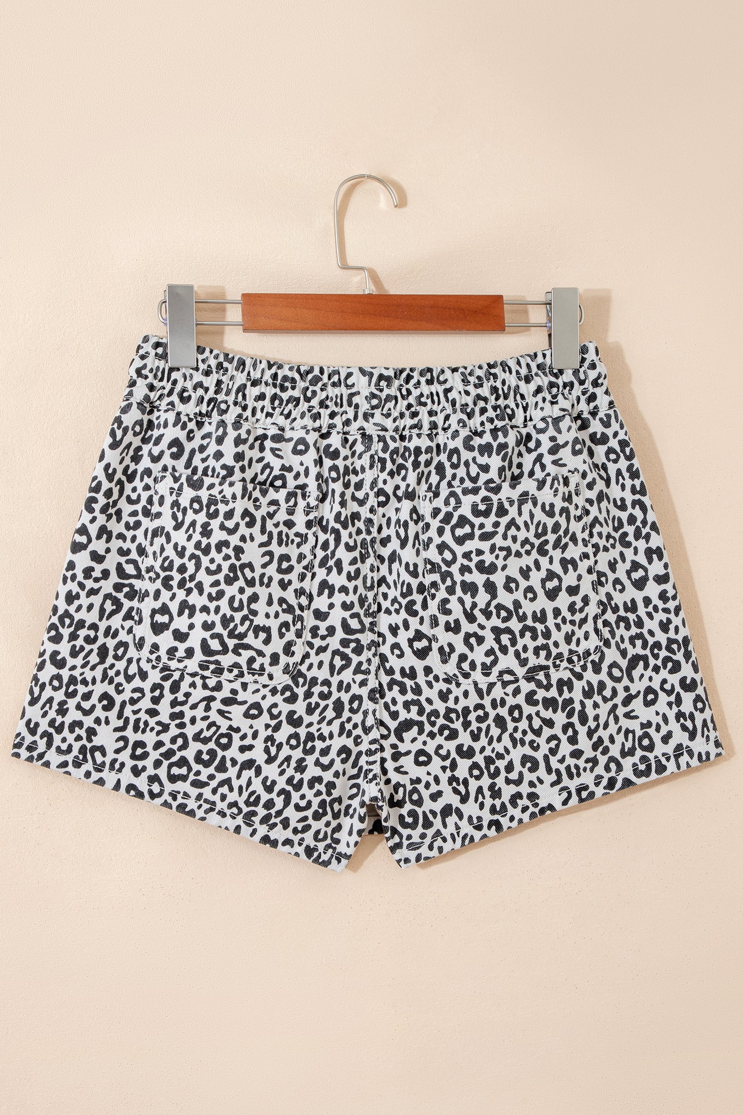 Khaki Leopard Print Tassel Drawstring Casual Denim Skort-Bottoms/Denim Shorts-[Adult]-[Female]-2022 Online Blue Zone Planet