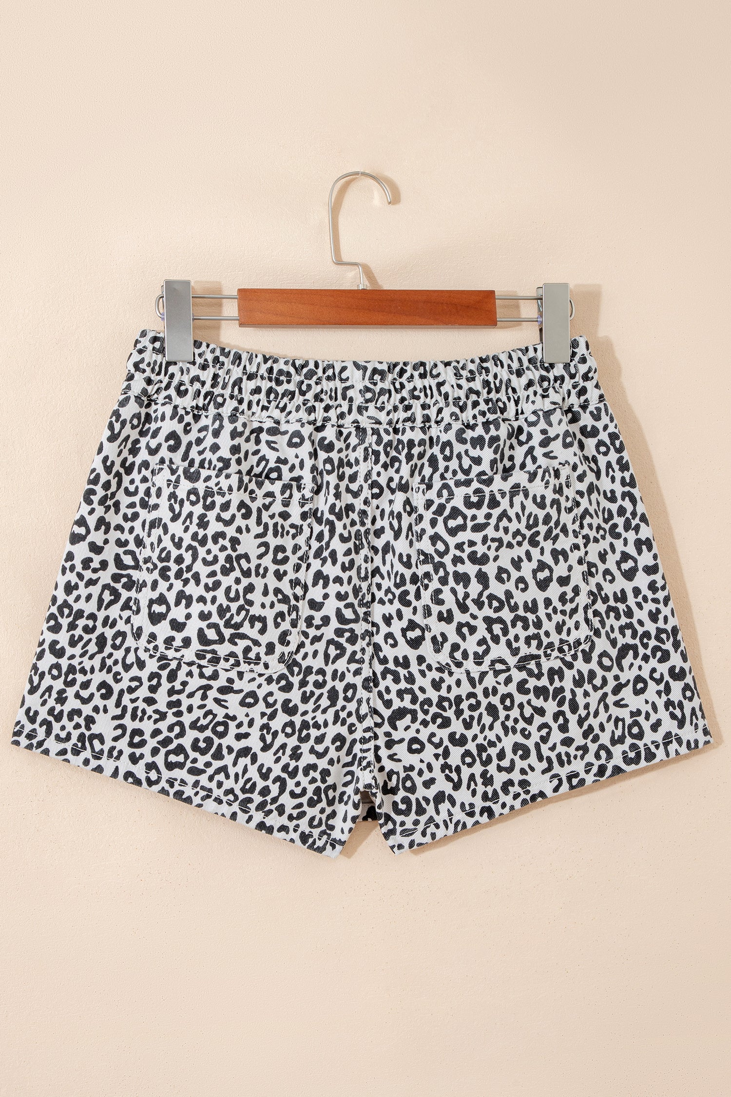 Khaki Leopard Print Tassel Drawstring Casual Denim Skort-Bottoms/Denim Shorts-[Adult]-[Female]-2022 Online Blue Zone Planet