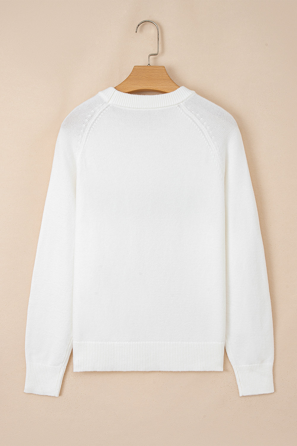 White Merry Letter Pattern Christmas Raglan Sleeve Sweater-TOPS / DRESSES-[Adult]-[Female]-2022 Online Blue Zone Planet