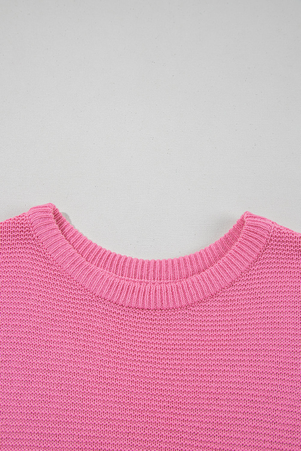 Sachet Pink Solid Color Sweater Tee with Side Slits-Sweaters & Cardigans/Short Sleeve Sweaters-[Adult]-[Female]-2022 Online Blue Zone Planet
