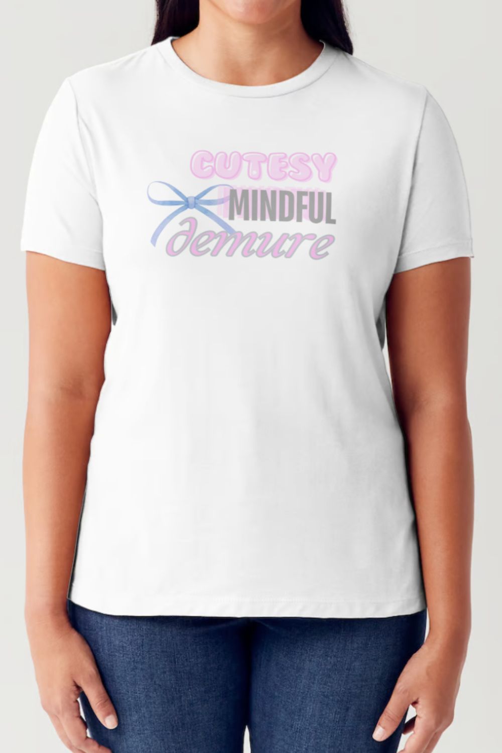 Simply Love Full Size CUTESY MINDFUL DEMURE Short Sleeve Tubular T-Shirt-TOPS / DRESSES-[Adult]-[Female]-White-S-2022 Online Blue Zone Planet