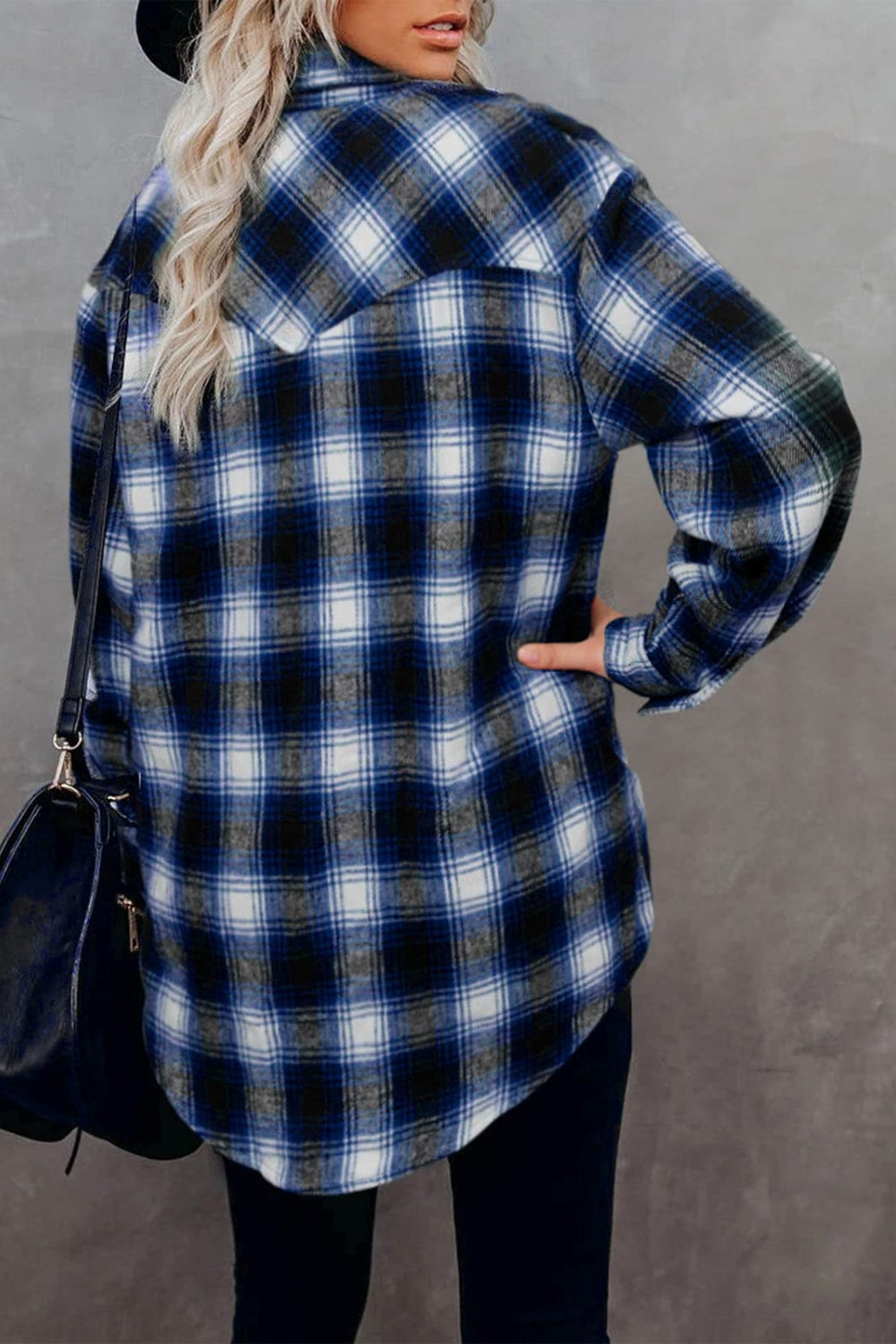 Full Size Plaid Collared Neck Long Sleeve Shirt-TOPS / DRESSES-[Adult]-[Female]-2022 Online Blue Zone Planet