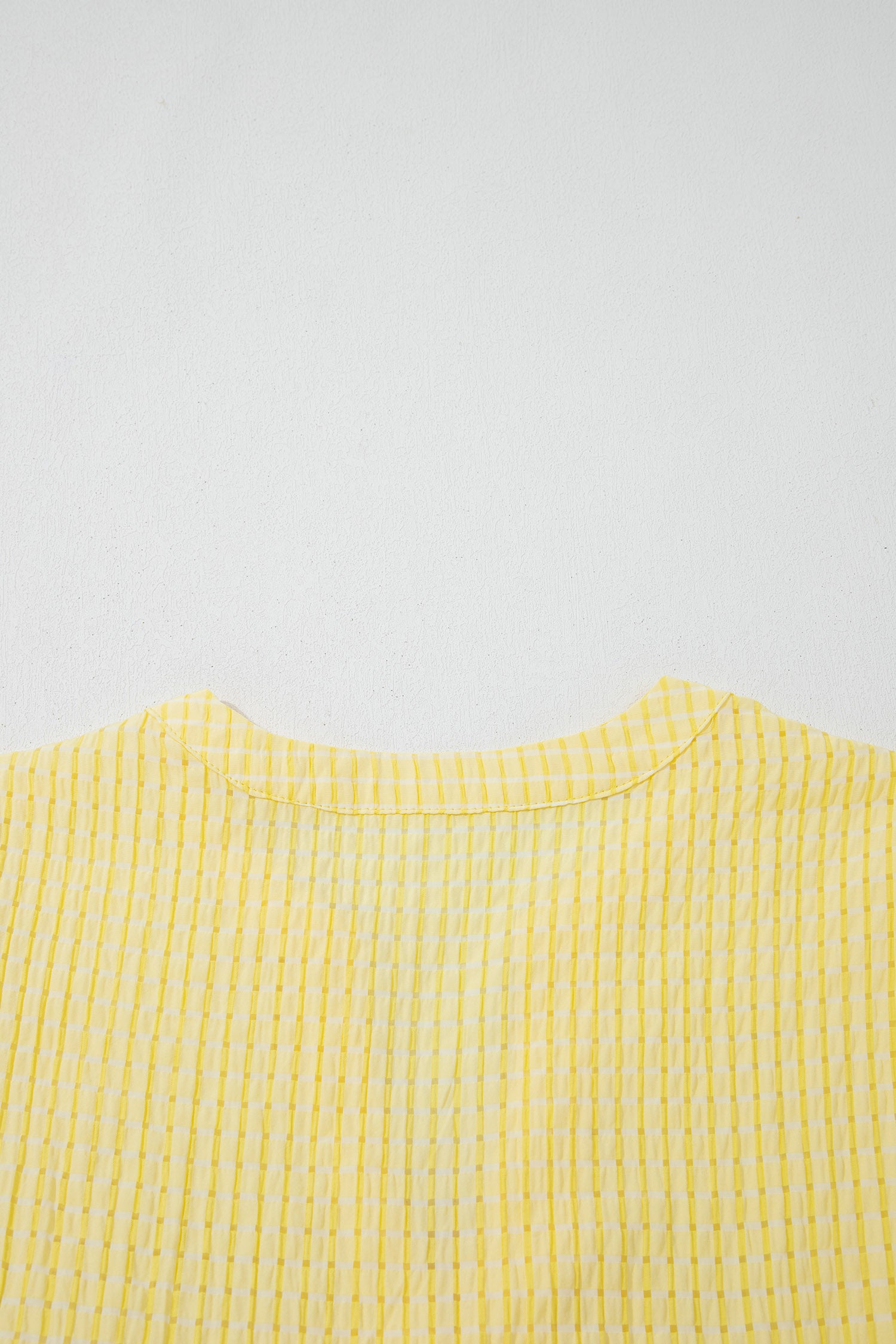 Yellow Gingham Textured Bow Tie Short Sleeve Tiered Midi Dress-TOPS / DRESSES-[Adult]-[Female]-2022 Online Blue Zone Planet
