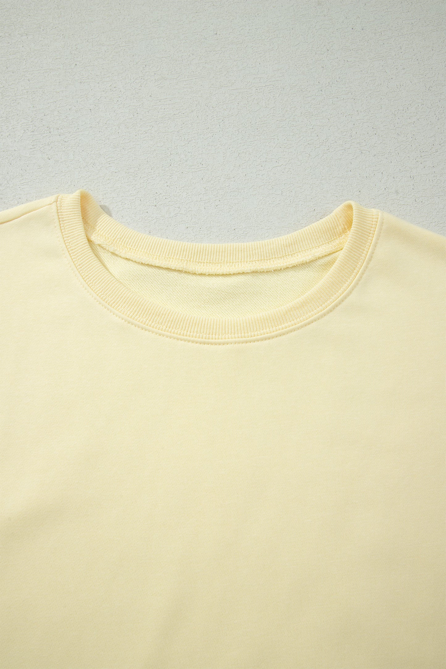Yellow Cream Solid Color Tee Drawstring Shorts Comfy 2pcs Set-Two Piece Sets/Short Sets-[Adult]-[Female]-2022 Online Blue Zone Planet