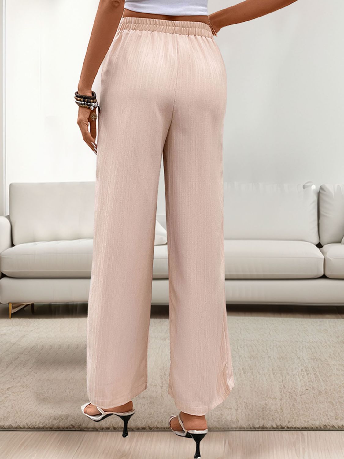 Blue Zone Planet | Perfee Tied Wide Leg Pants with Pockets-BOTTOMS SIZES SMALL MEDIUM LARGE-[Adult]-[Female]-2022 Online Blue Zone Planet