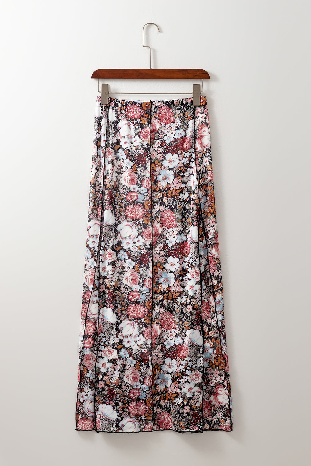 Blue Zone Planet | Brown Floral Print High Waist Maxi Skirt-Bottoms/Skirts & Petticoat-[Adult]-[Female]-2022 Online Blue Zone Planet