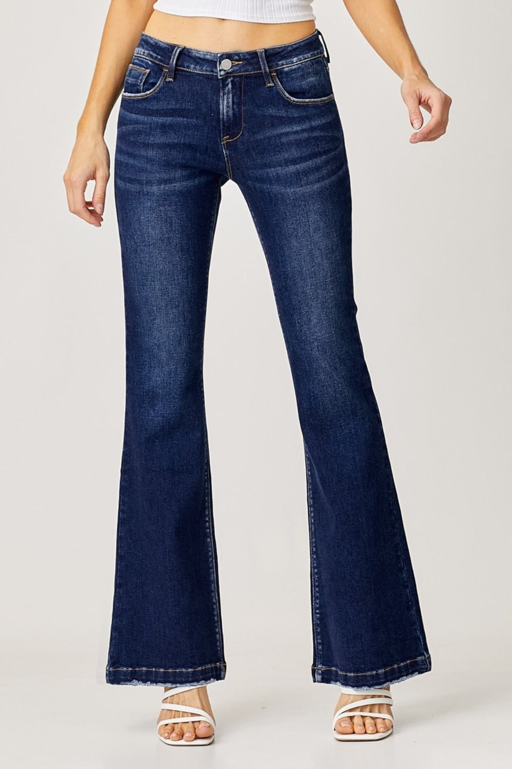 RISEN Full Size Low Rise Flare Jeans-[Adult]-[Female]-2022 Online Blue Zone Planet