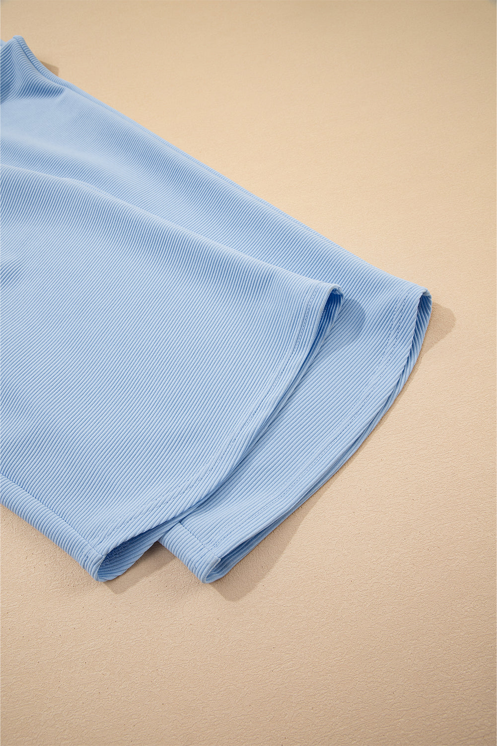 Beau Blue Textured Ruffled Sleeve Zipped Top and Wide Leg Pants Set-Two Piece Sets/Pant Sets-[Adult]-[Female]-2022 Online Blue Zone Planet