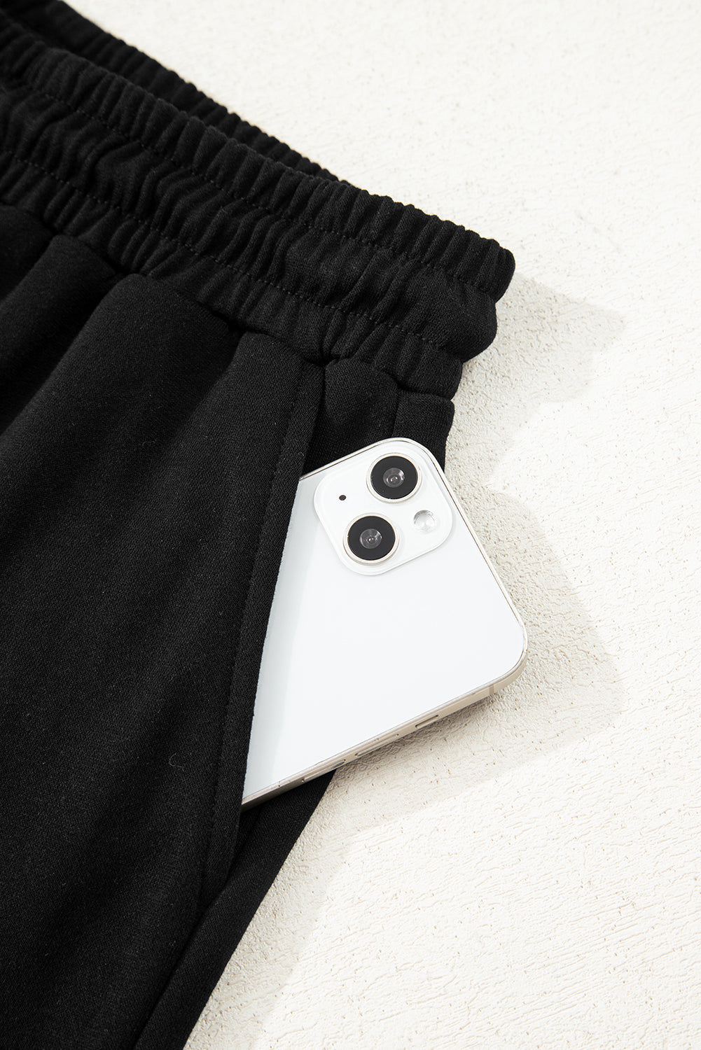 Black Varsity Striped Sleeve Drop Shoulder Sweatshirt and Short Set-Two Piece Sets/Short Sets-[Adult]-[Female]-2022 Online Blue Zone Planet