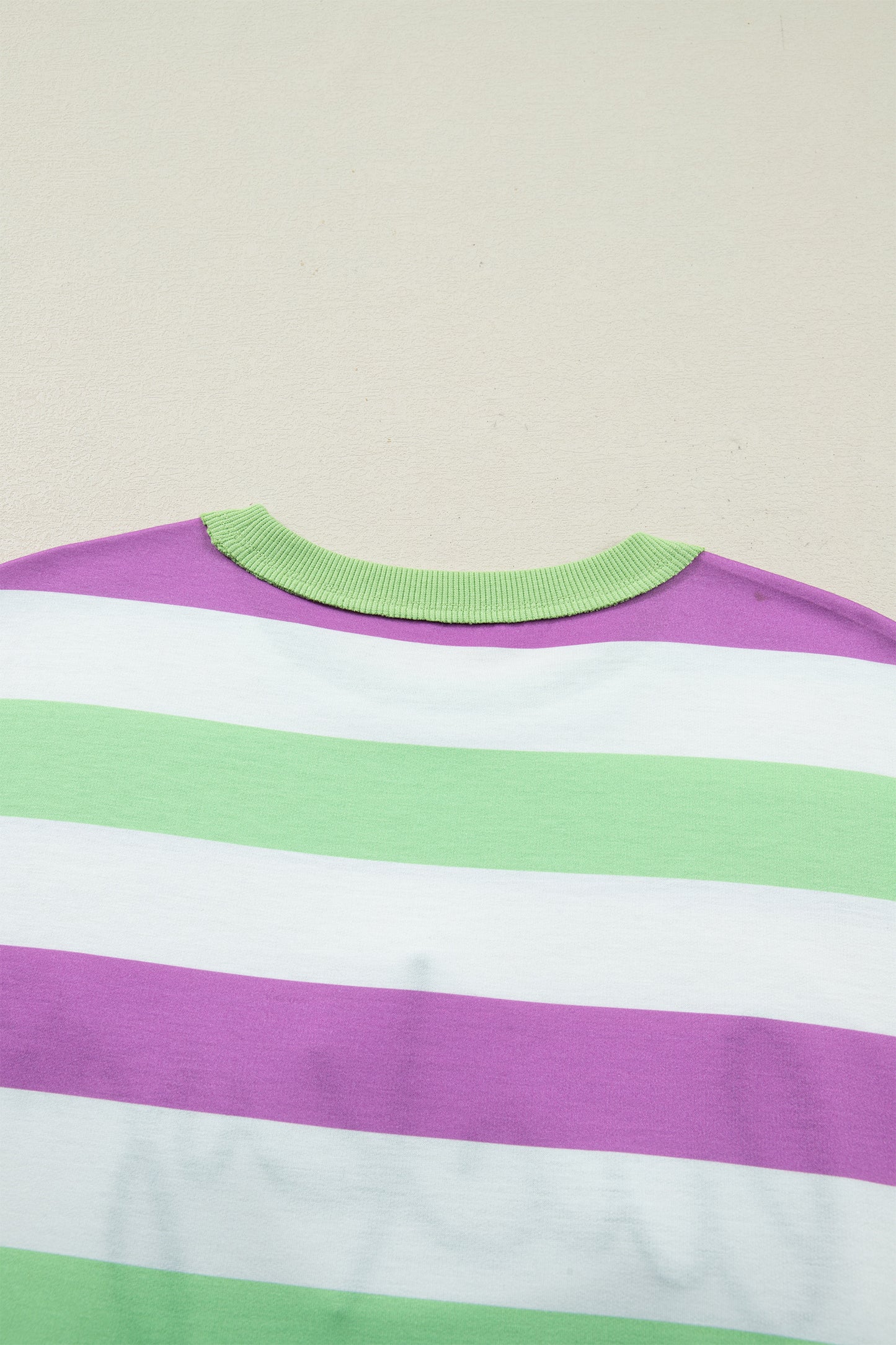 Green Stripe Lucky Clover Embroidered Graphic Dolman Loose Tee-Tops/Tops & Tees-[Adult]-[Female]-2022 Online Blue Zone Planet