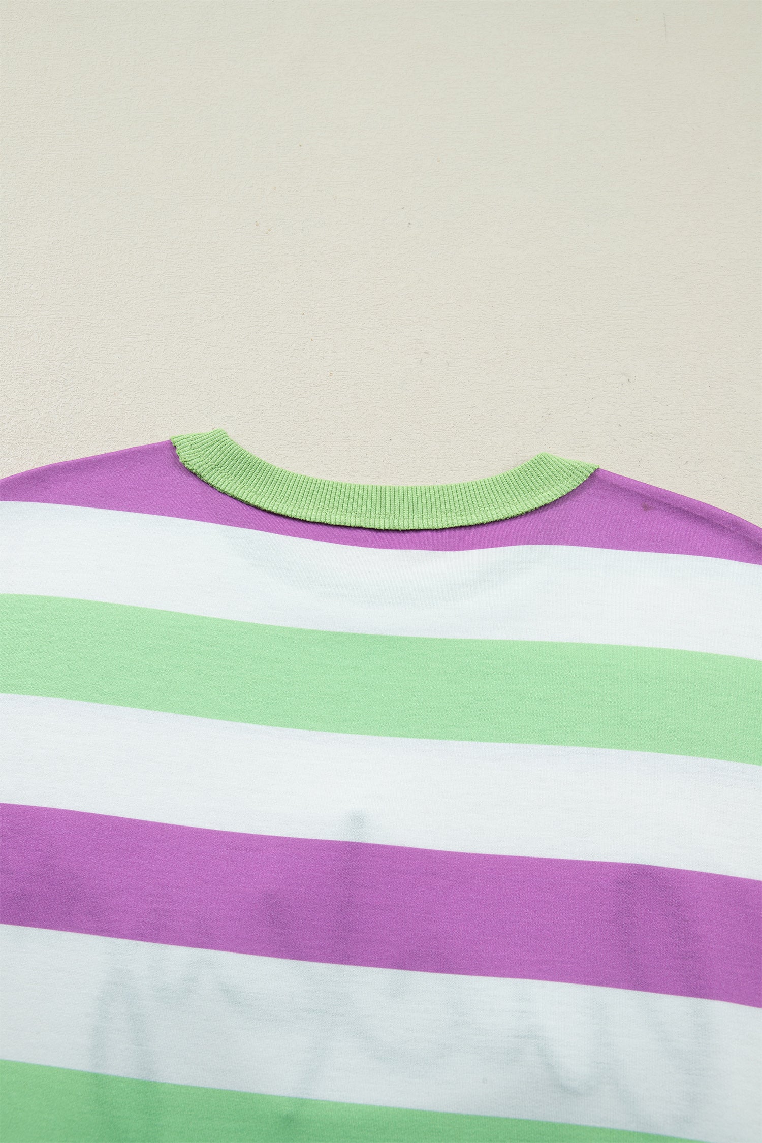 Green Stripe Lucky Clover Embroidered Graphic Dolman Loose Tee-Tops/Tops & Tees-[Adult]-[Female]-2022 Online Blue Zone Planet
