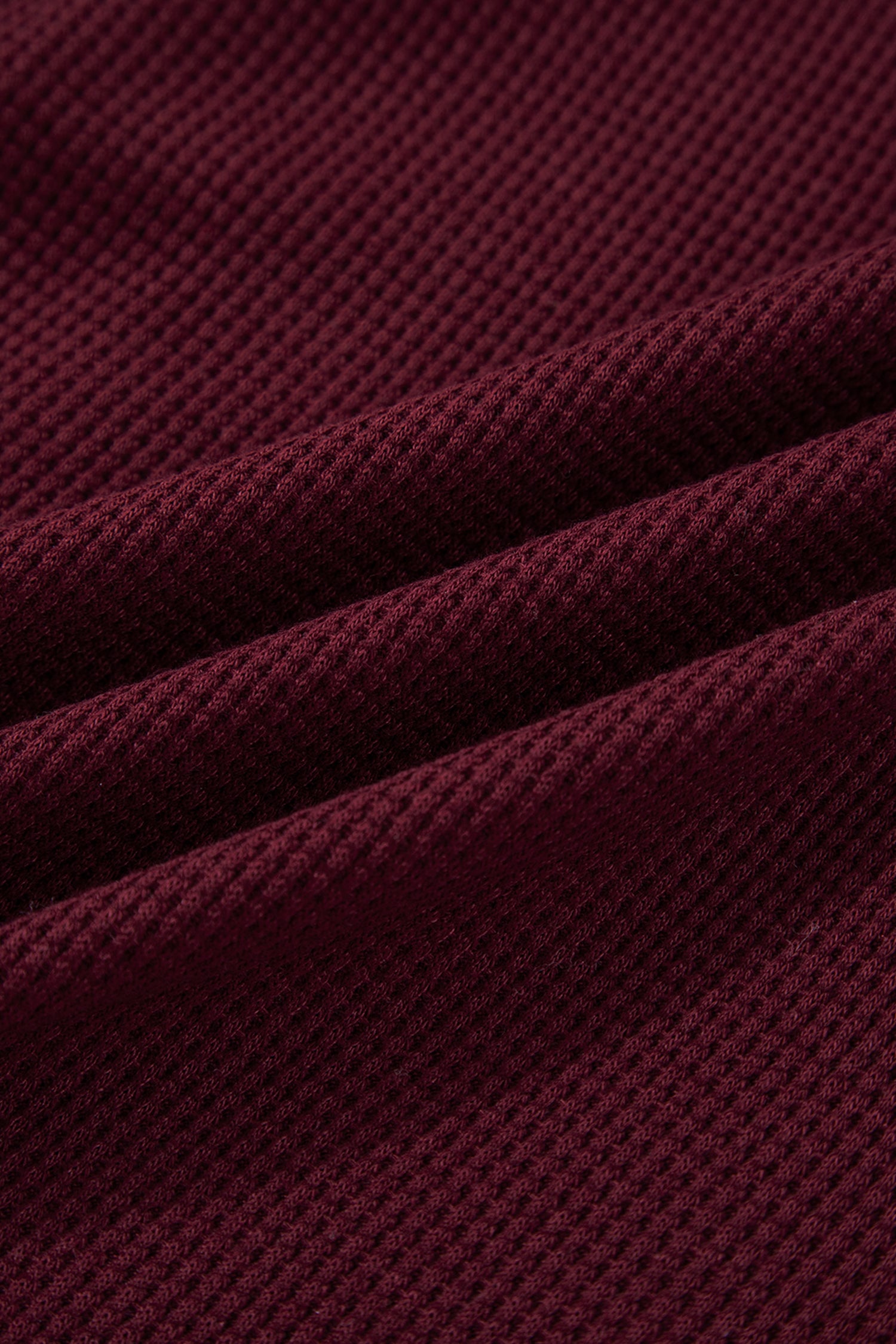 Burgundy Waffle Splicing Zip Up Front Button Hooded Jacket-Tops / Dresses-[Adult]-[Female]-2022 Online Blue Zone Planet