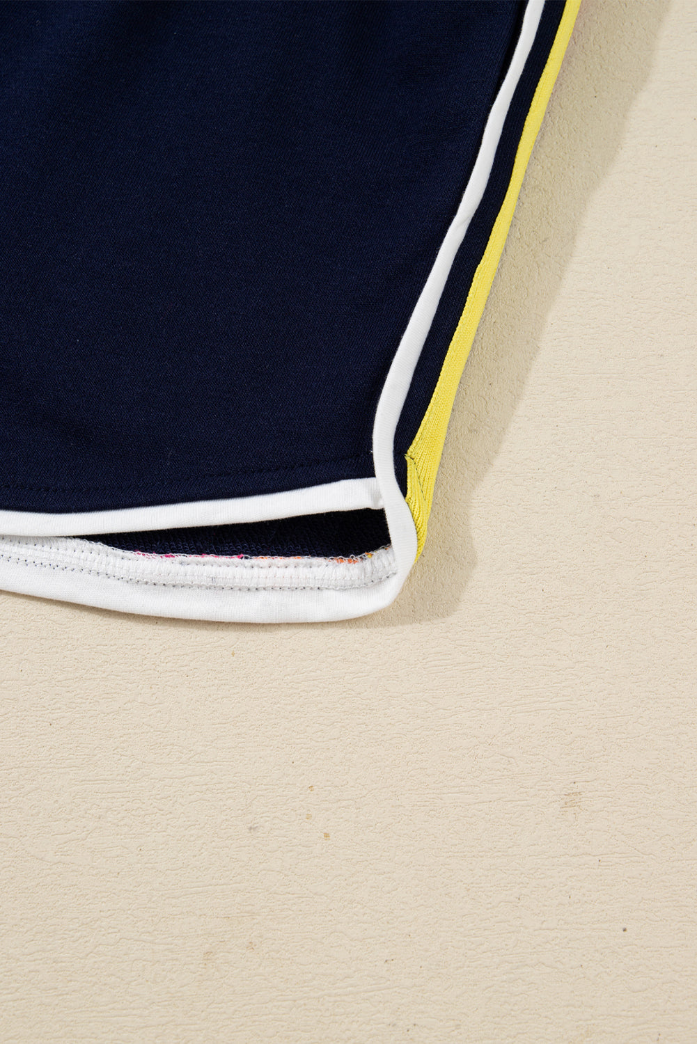 Bluing Colorful Striped Accent Varsity Long Sleeve Pullover and Shorts Matching Set-Two Piece Sets/Short Sets-[Adult]-[Female]-2022 Online Blue Zone Planet