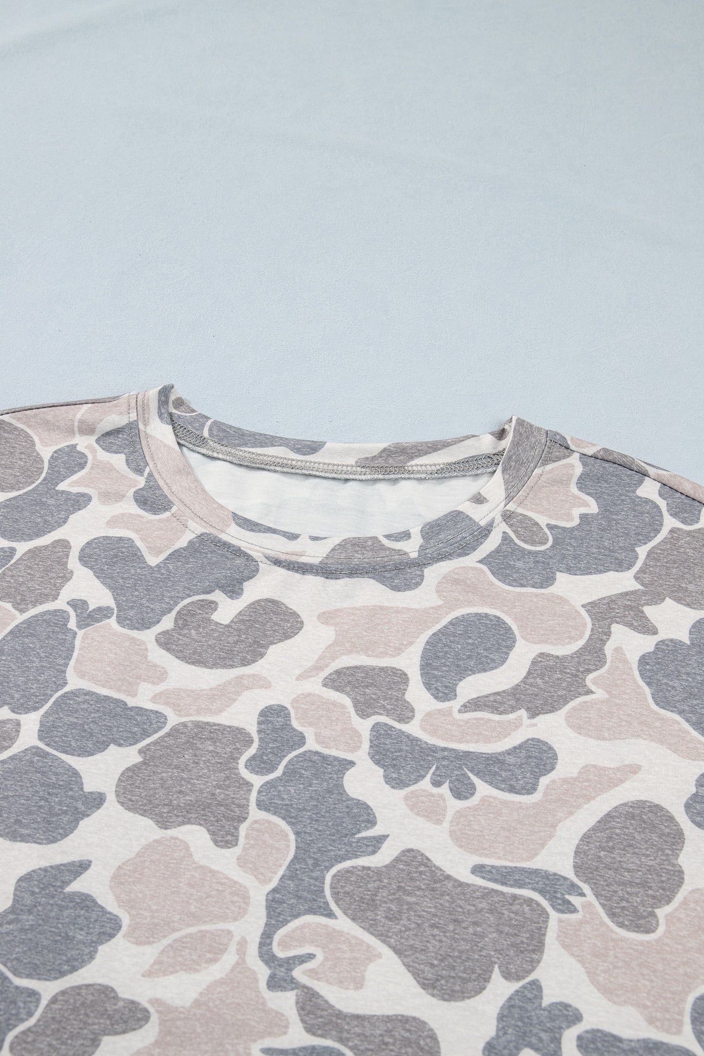 Multicolour Camouflage Print Short Sleeve Drop Shoulder Side Slit Casual Dress-TOPS / DRESSES-[Adult]-[Female]-2022 Online Blue Zone Planet