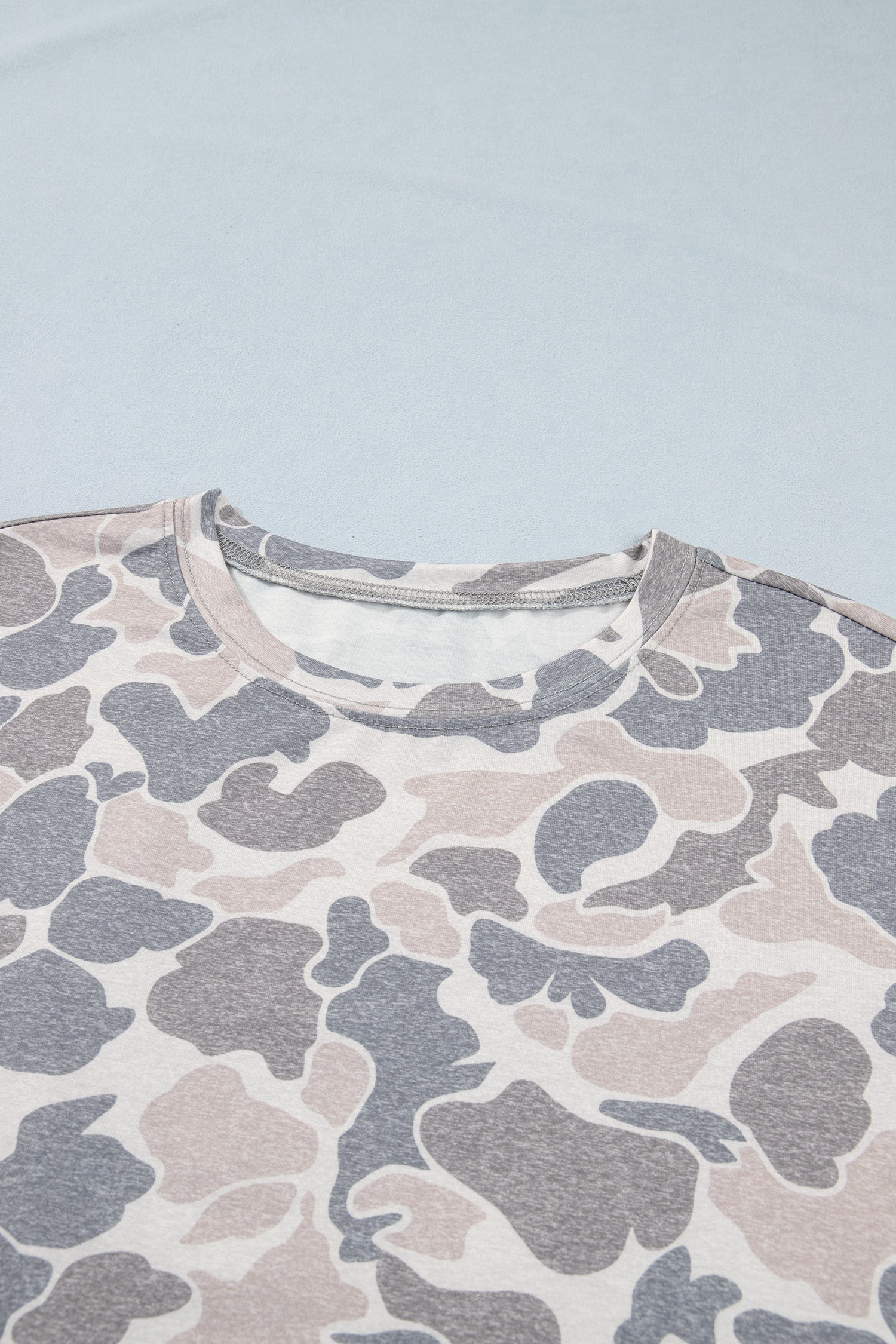 Multicolour Camouflage Print Short Sleeve Drop Shoulder Side Slit Casual Dress-TOPS / DRESSES-[Adult]-[Female]-2022 Online Blue Zone Planet