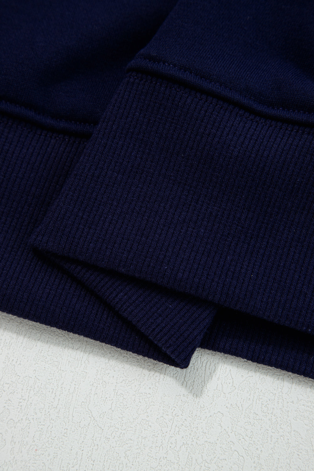Navy Blue Classy Until Kickoff Plush Letter Patched Loose Sweatshirt-Tops/Sweatshirts & Hoodies-[Adult]-[Female]-2022 Online Blue Zone Planet