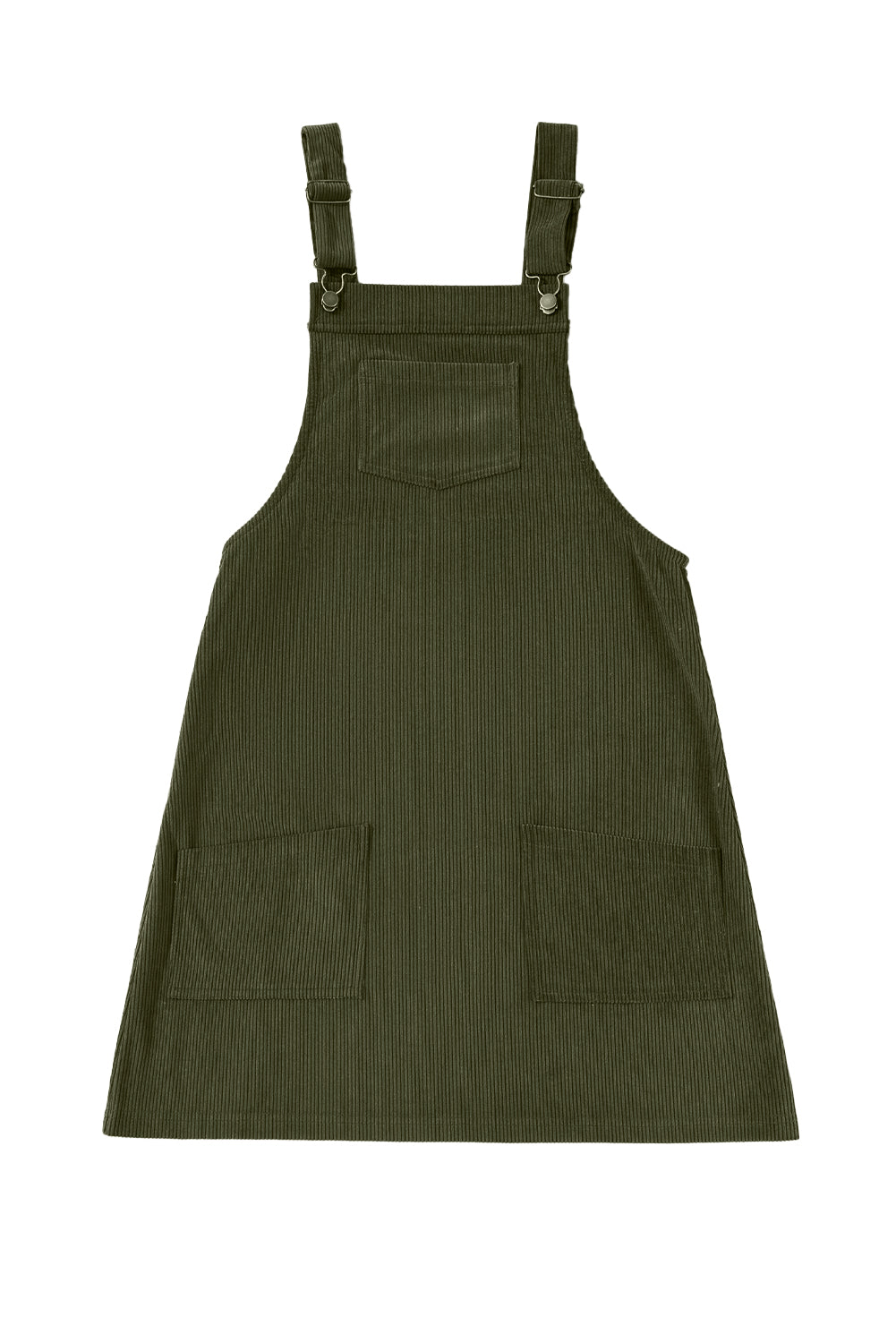 Blue Zone Planet | Vineyard Green Solid Front Pockets Sleeveless Corduroy Overall Dress-TOPS / DRESSES-[Adult]-[Female]-2022 Online Blue Zone Planet