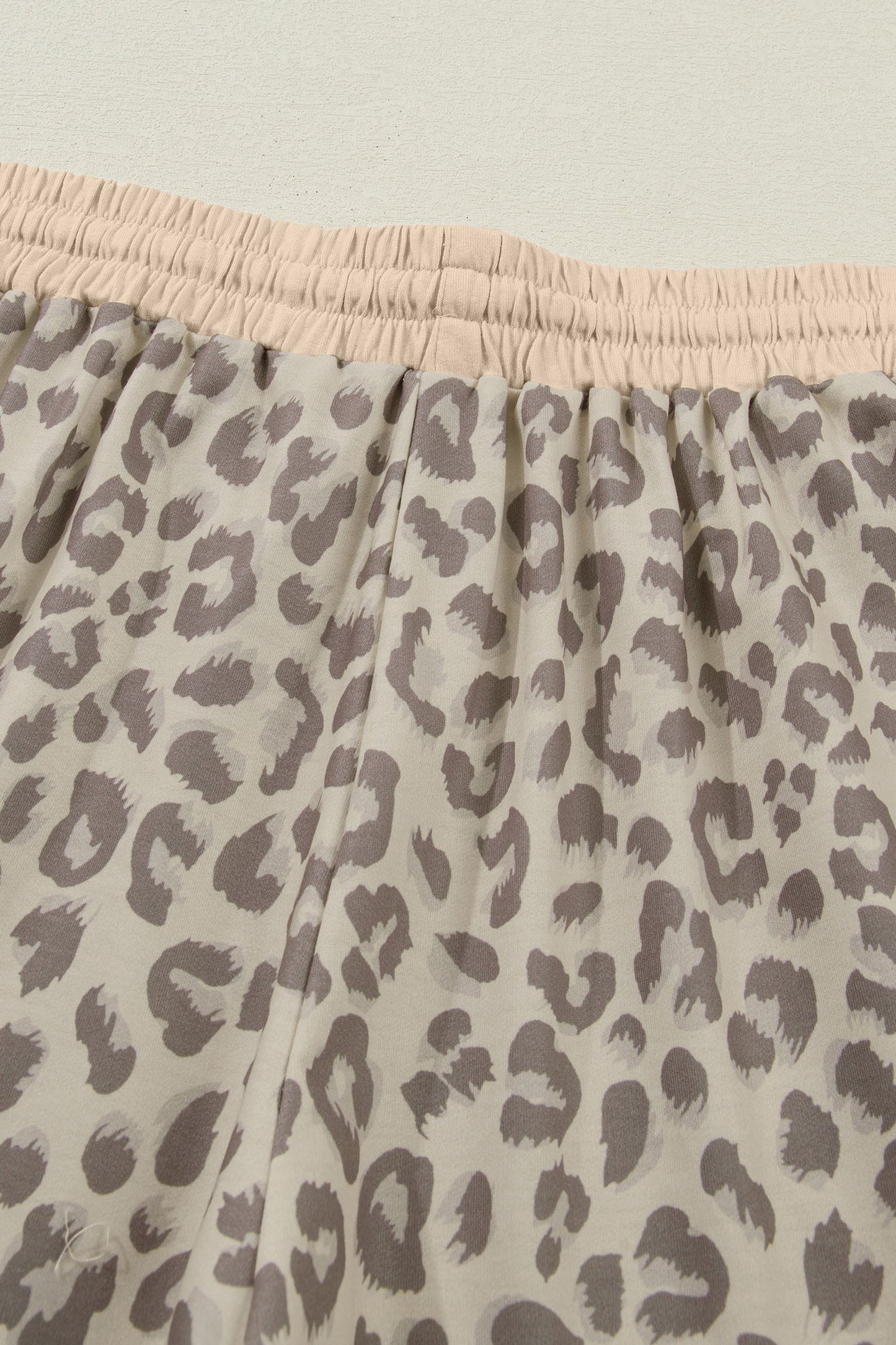 Khaki V Neck Collar Leopard Printed 2pcs Short Set-Two Piece Sets/Short Sets-[Adult]-[Female]-2022 Online Blue Zone Planet