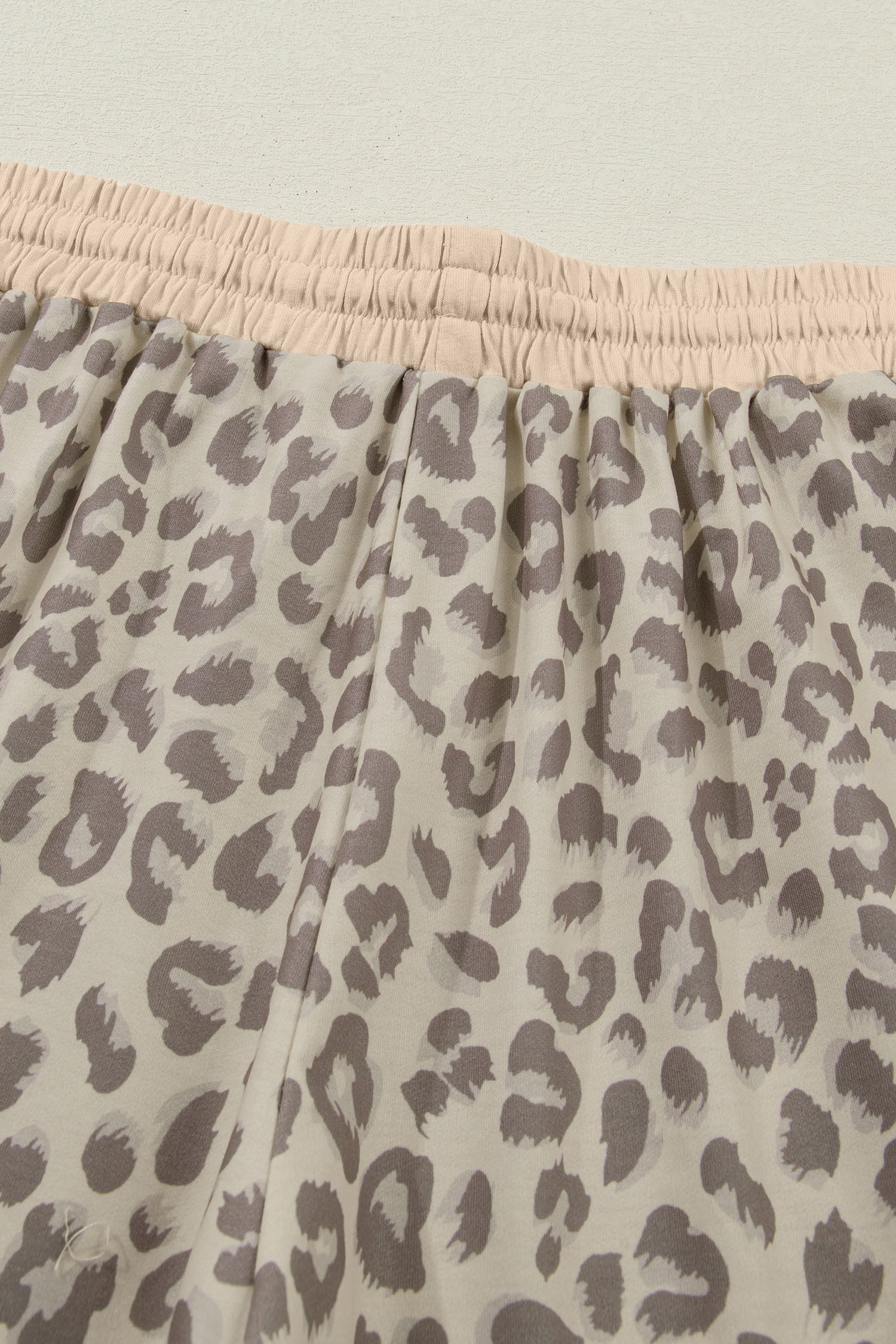 Khaki V Neck Collar Leopard Printed 2pcs Short Set-Two Piece Sets/Short Sets-[Adult]-[Female]-2022 Online Blue Zone Planet