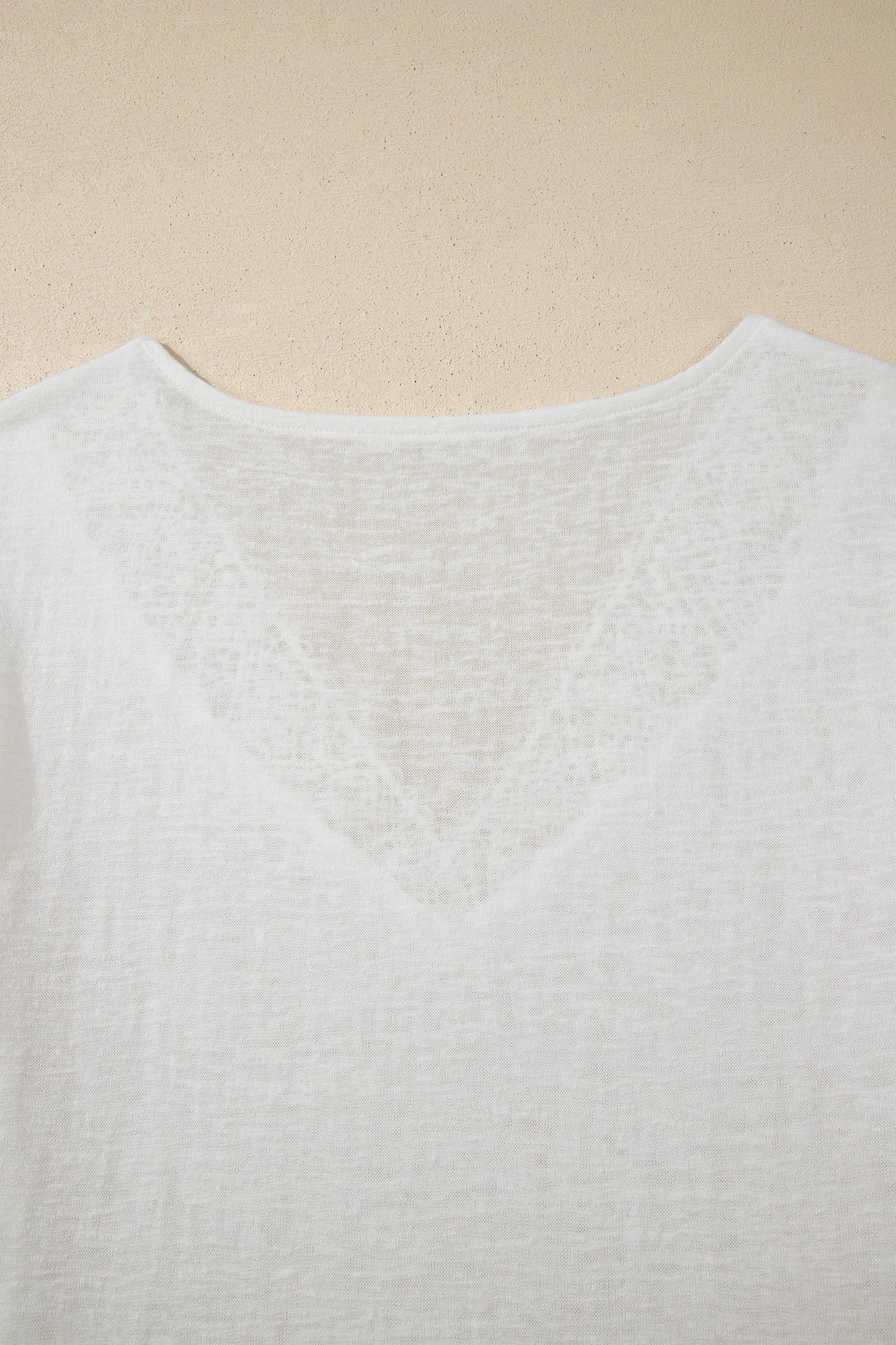 White Hollowed Lace Splicing V Neck T Shirt-Tops/Tops & Tees-[Adult]-[Female]-2022 Online Blue Zone Planet
