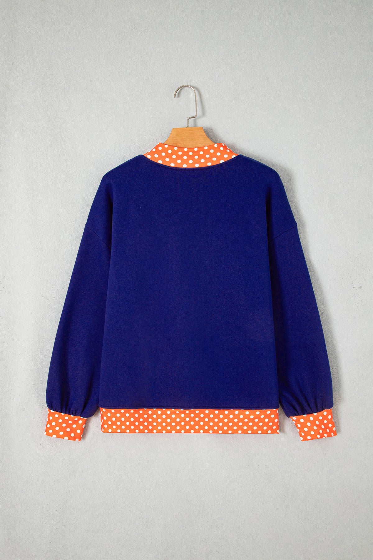 Fiery Red Polka Dot Letter Print Contrast Trim Mock Neck Sweatshirt-Tops/Sweatshirts & Hoodies-[Adult]-[Female]-2022 Online Blue Zone Planet