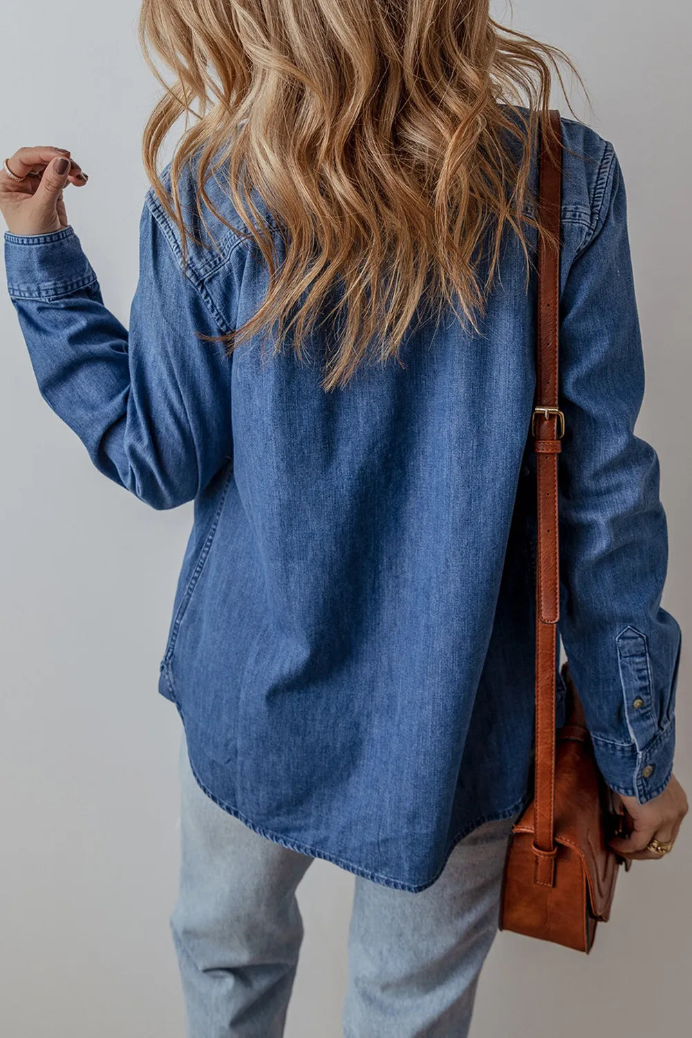 Button Up Long Sleeve Denim Jacket-TOPS / DRESSES-[Adult]-[Female]-2022 Online Blue Zone Planet