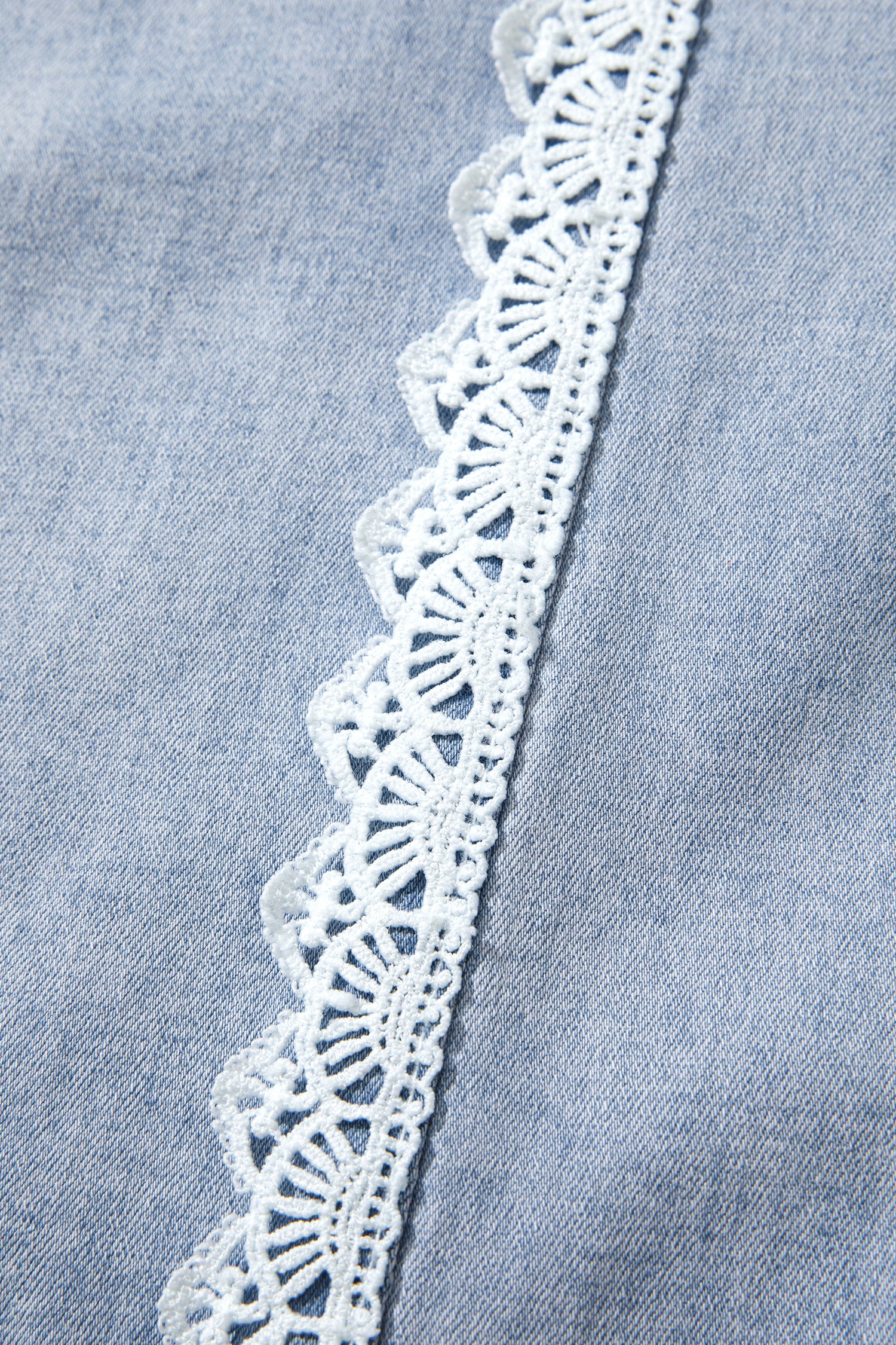 Beau Blue Lace Trim Casual Full-Length Regular Fit Jeans-Bottoms/Jeans-[Adult]-[Female]-2022 Online Blue Zone Planet