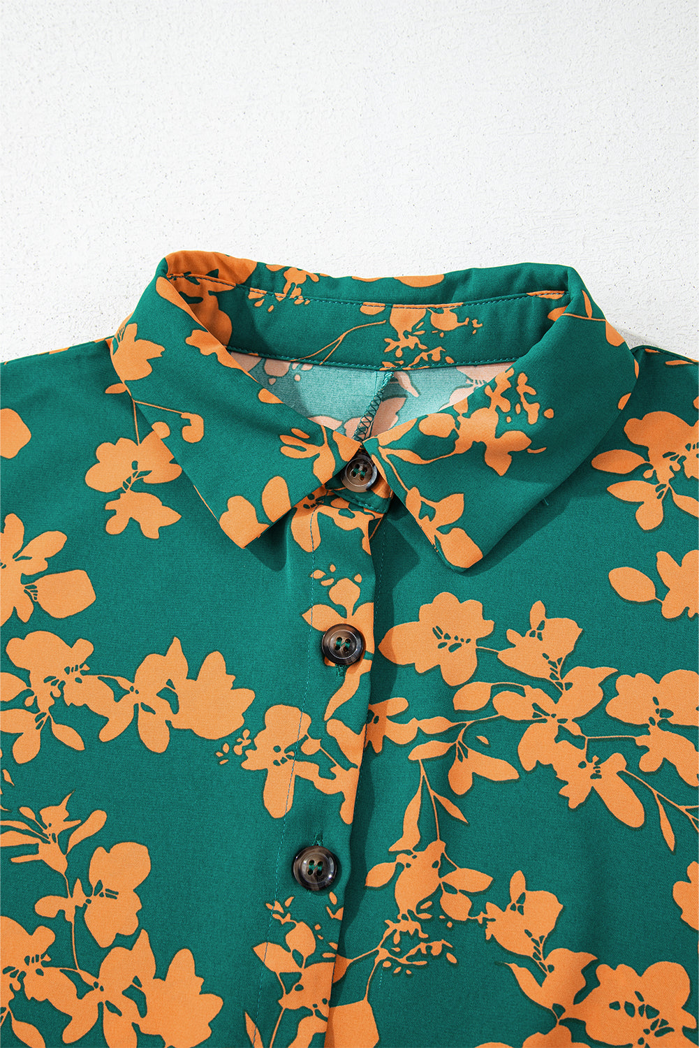Blue Zone Planet | Green Floral Print Drawstring Tunic Flowy Short Dress-TOPS / DRESSES-[Adult]-[Female]-2022 Online Blue Zone Planet