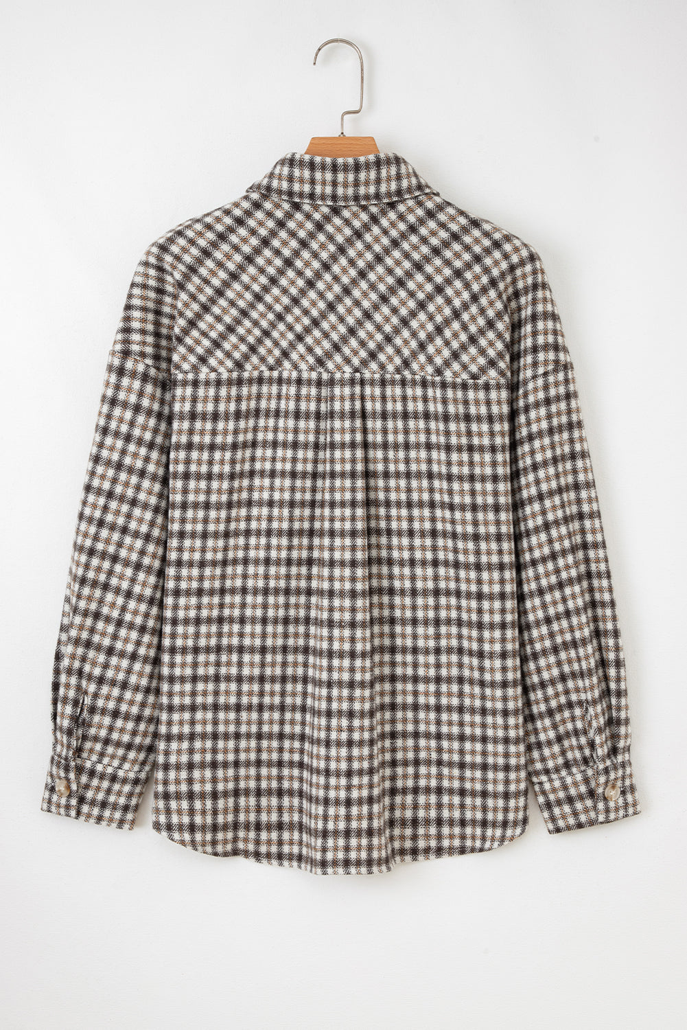 Casual Contrast Corduroy Flap Pocket Patchwork Plaid Shacket-Outerwear/Plaid Shackets-[Adult]-[Female]-2022 Online Blue Zone Planet