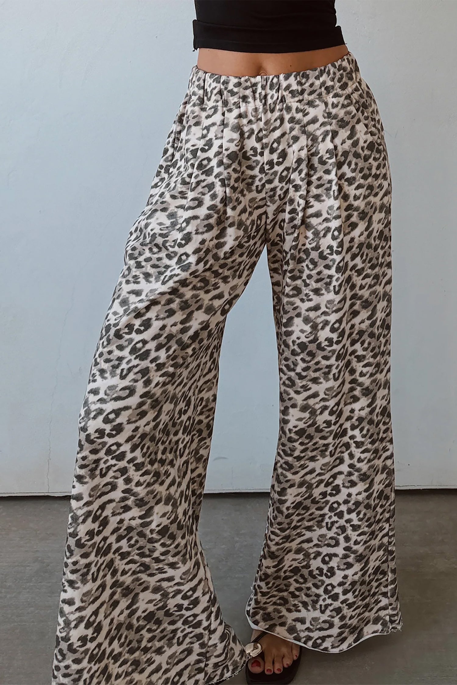 Multicolour Leopard Print Wide Leg Full Length Pants-Bottoms/Pants & Culotte-[Adult]-[Female]-2022 Online Blue Zone Planet