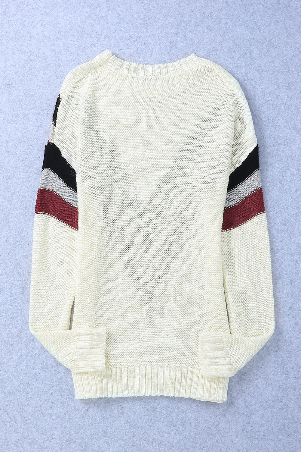 Black Chevron Striped Drop Shoulder Sweater-Sweaters & Cardigans/Sweaters-[Adult]-[Female]-2022 Online Blue Zone Planet