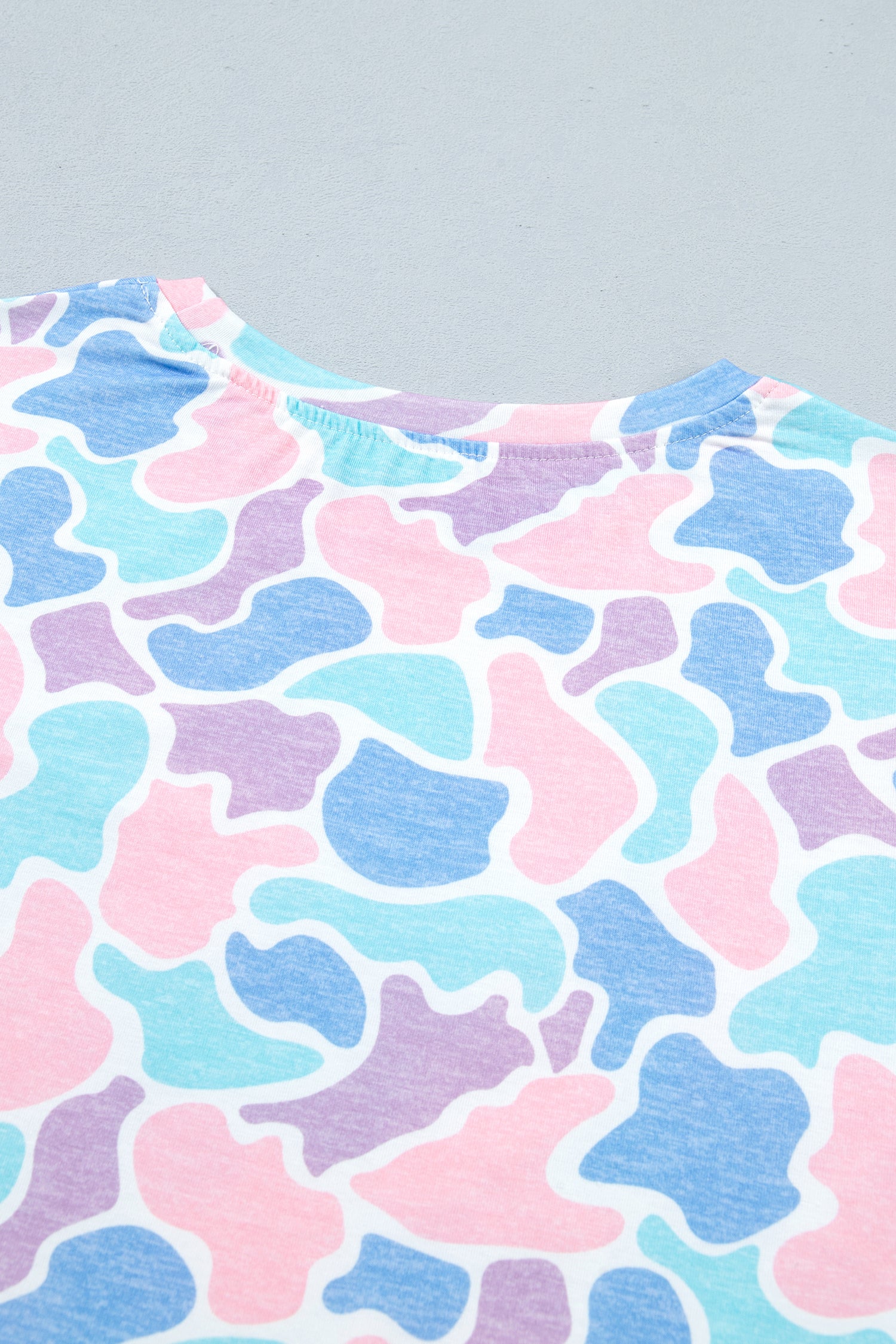 Multicolour Camouflage Print Preppy Fashion Tunic Tee-Tops/Tops & Tees-[Adult]-[Female]-2022 Online Blue Zone Planet