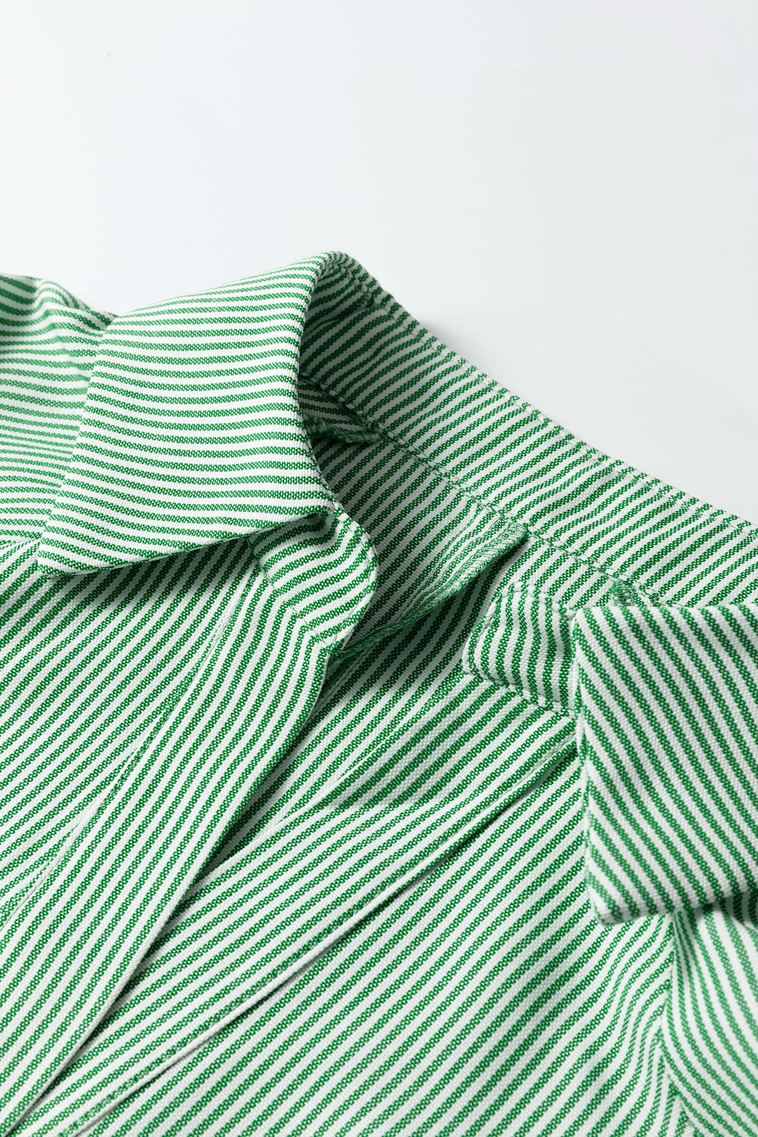 Mint Green Striped Print Collared Split Neck Half Sleeve Blouse-Tops/Blouses & Shirts-[Adult]-[Female]-2022 Online Blue Zone Planet