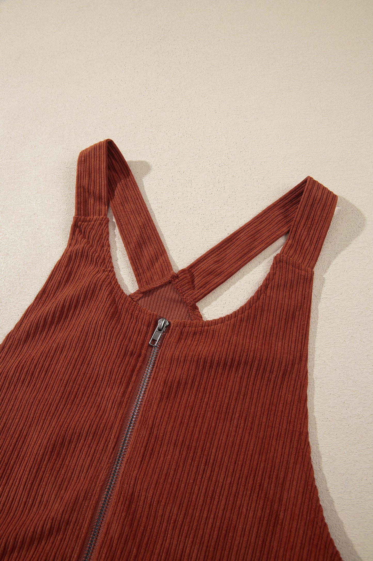 Clay Ribbed Corduroy Zip-Up Sleeveless Pocket Sheath Dress-TOPS / DRESSES-[Adult]-[Female]-2022 Online Blue Zone Planet